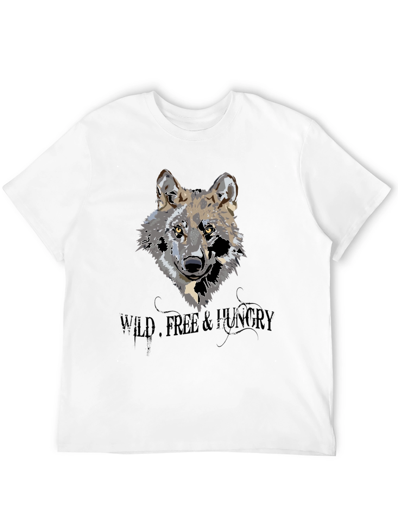 Wild Wolf Graphic Print Black T-Shirt