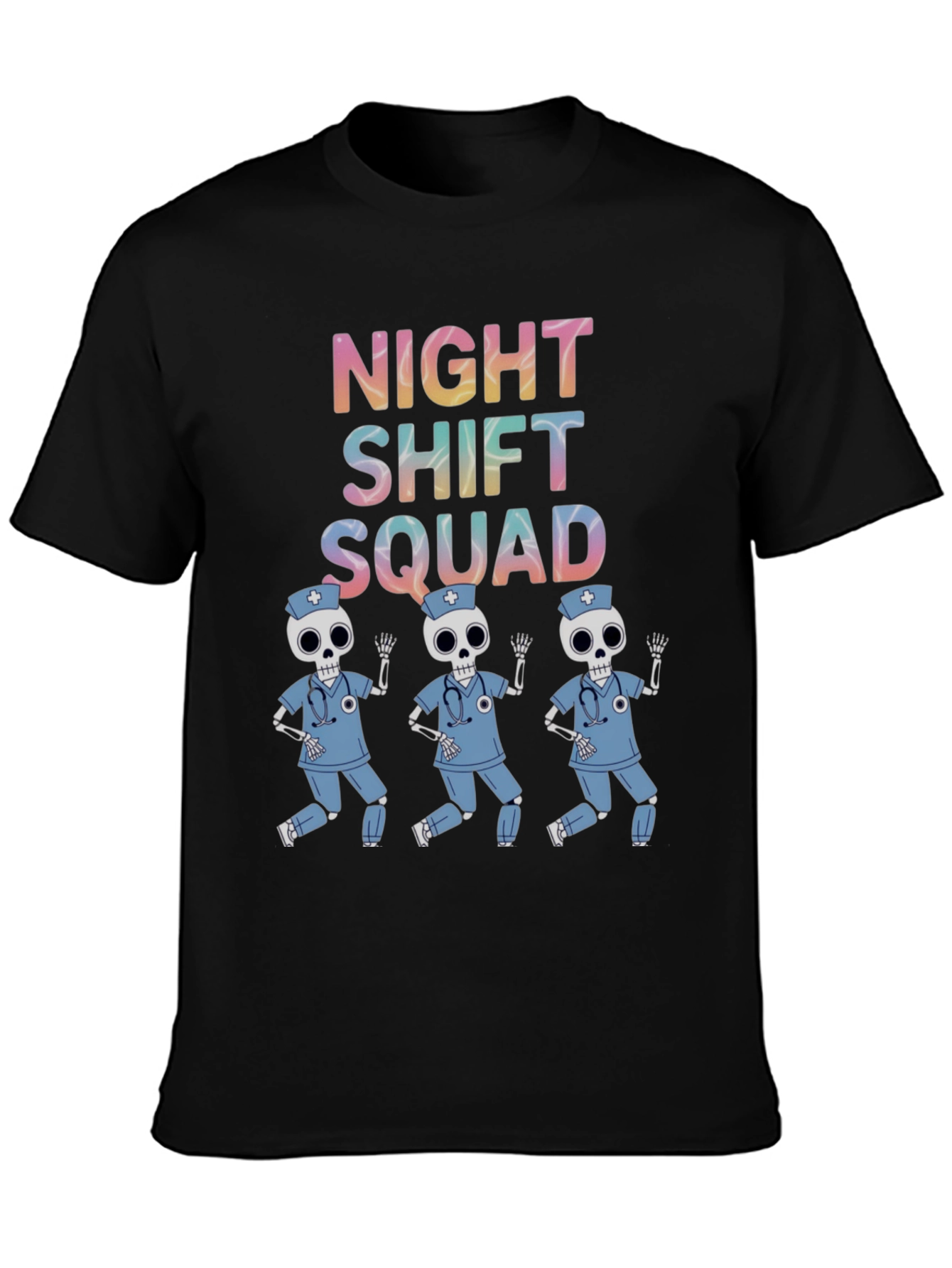 Night Shift Squad Skeleton Nurse T-Shirt