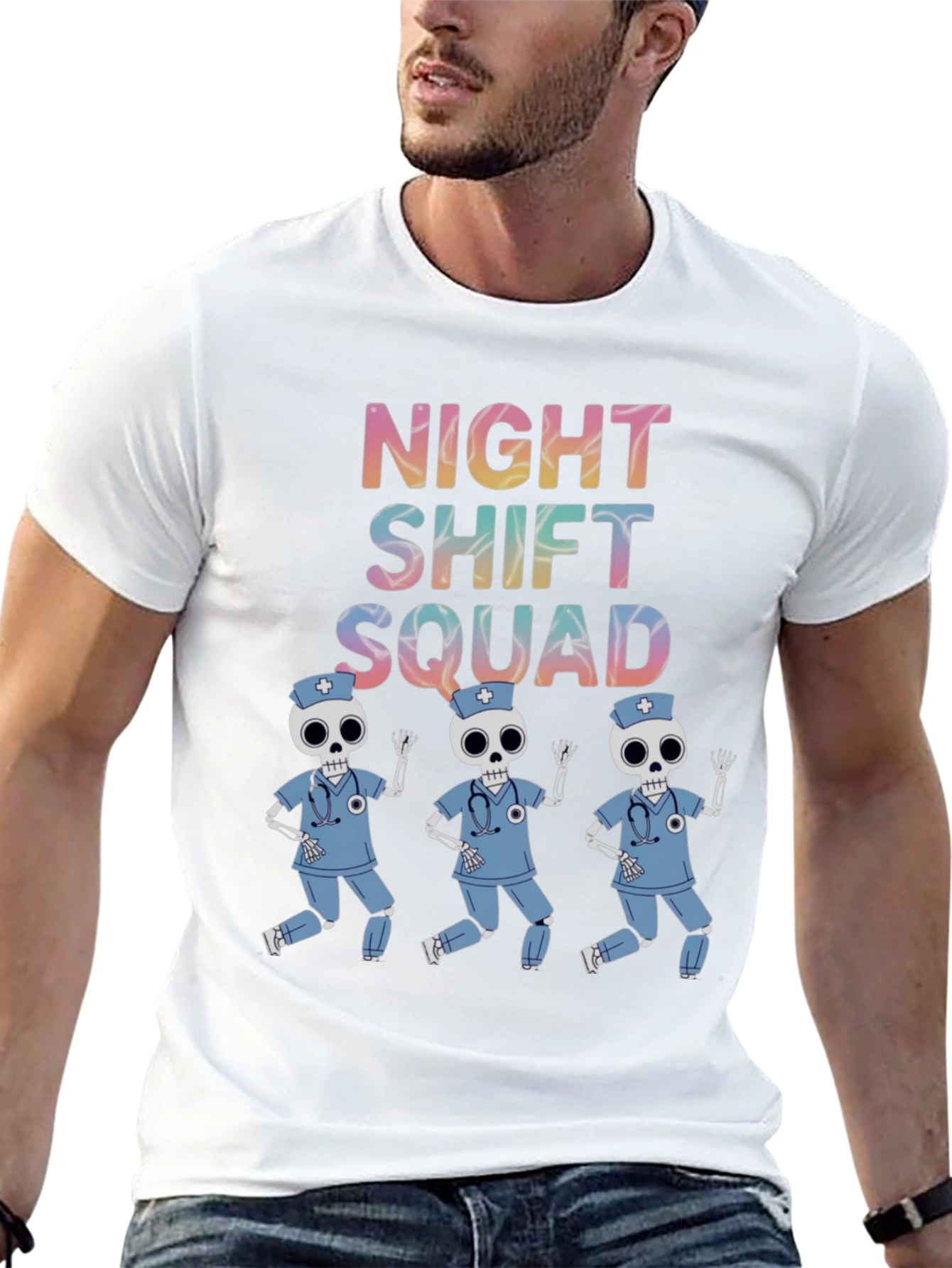 Night Shift Squad Skeleton Nurse T-Shirt