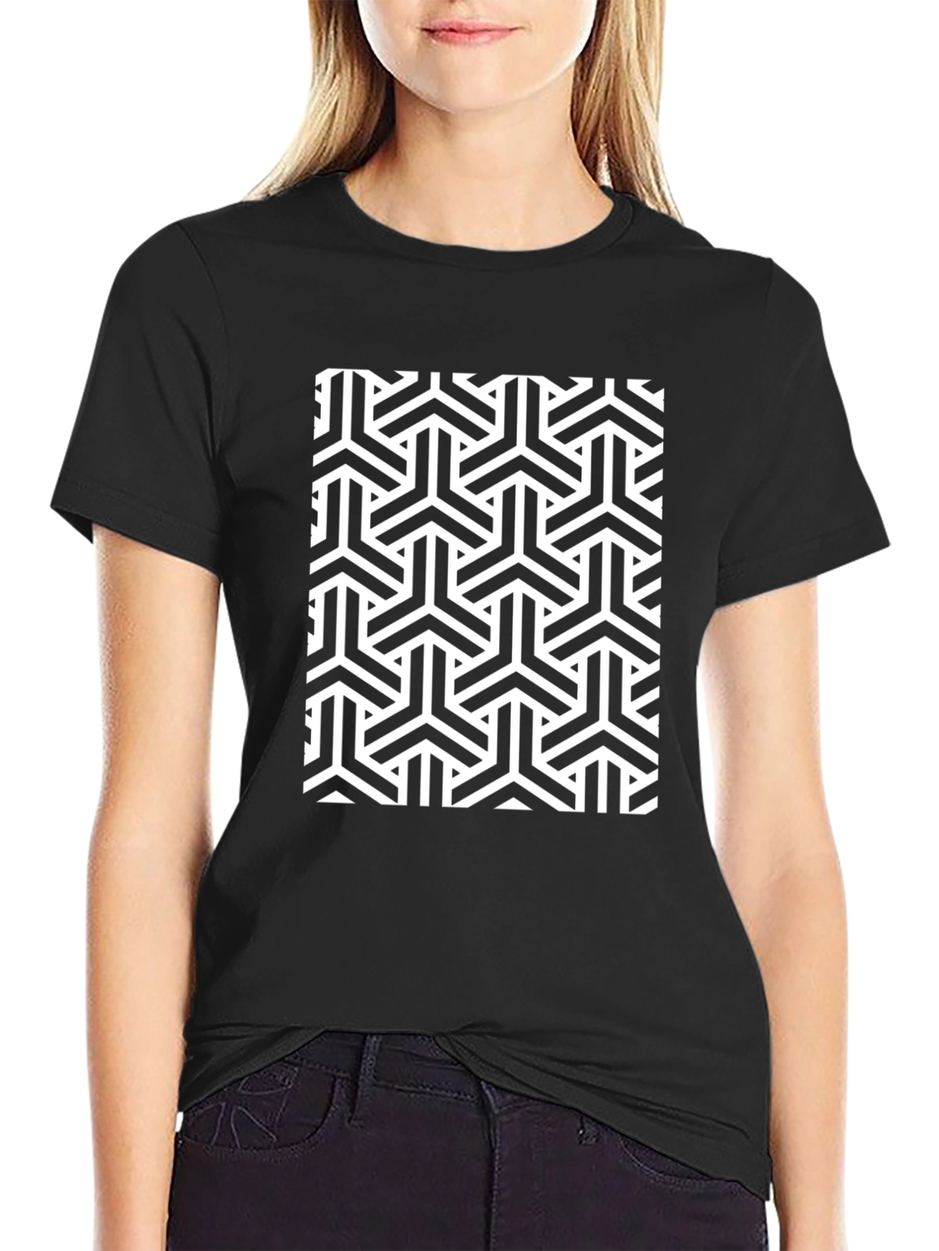 Geometric Pattern Black T-Shirt