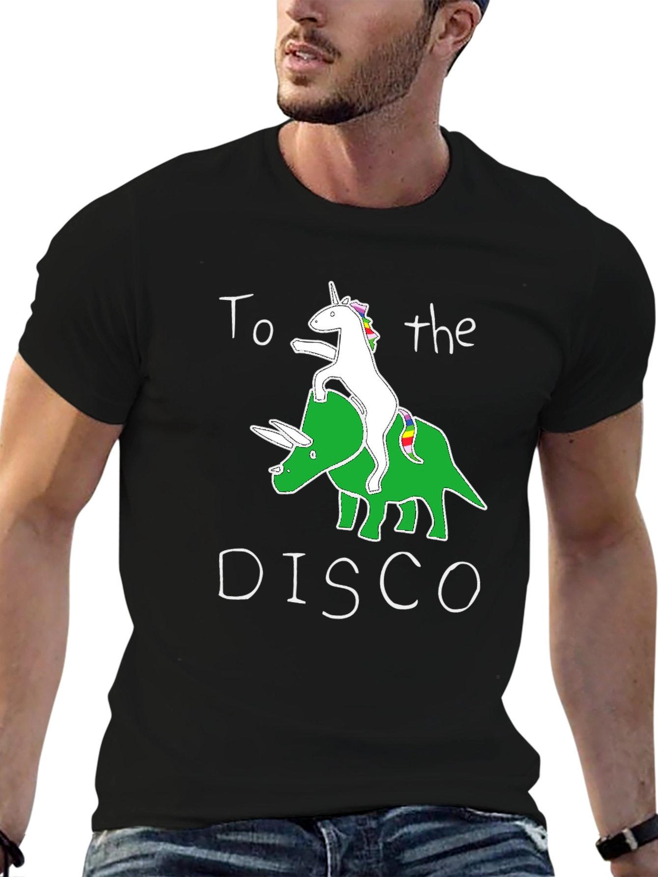 Unicorn Riding Triceratops Graphic T-Shirt