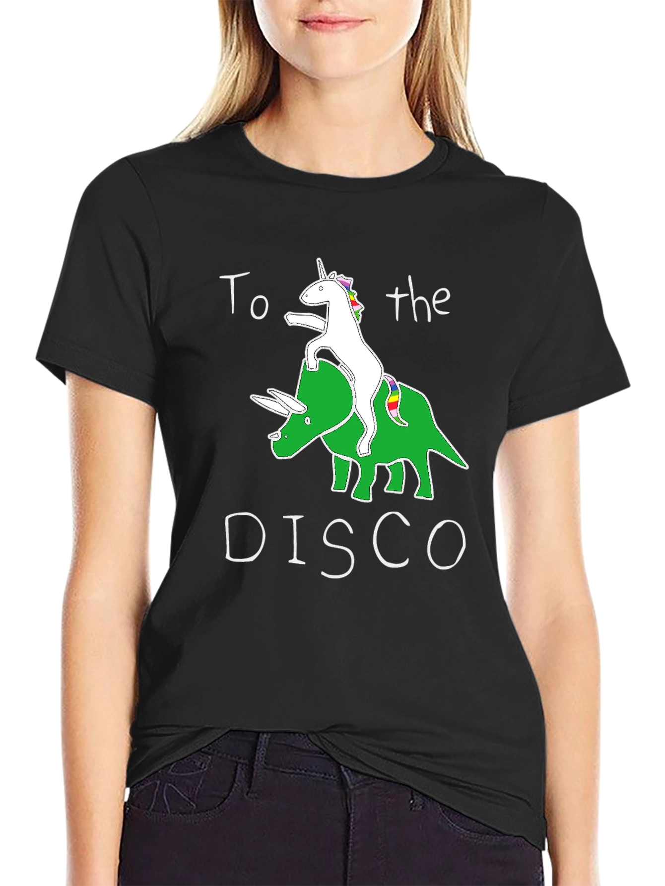 Unicorn Riding Triceratops Graphic T-Shirt