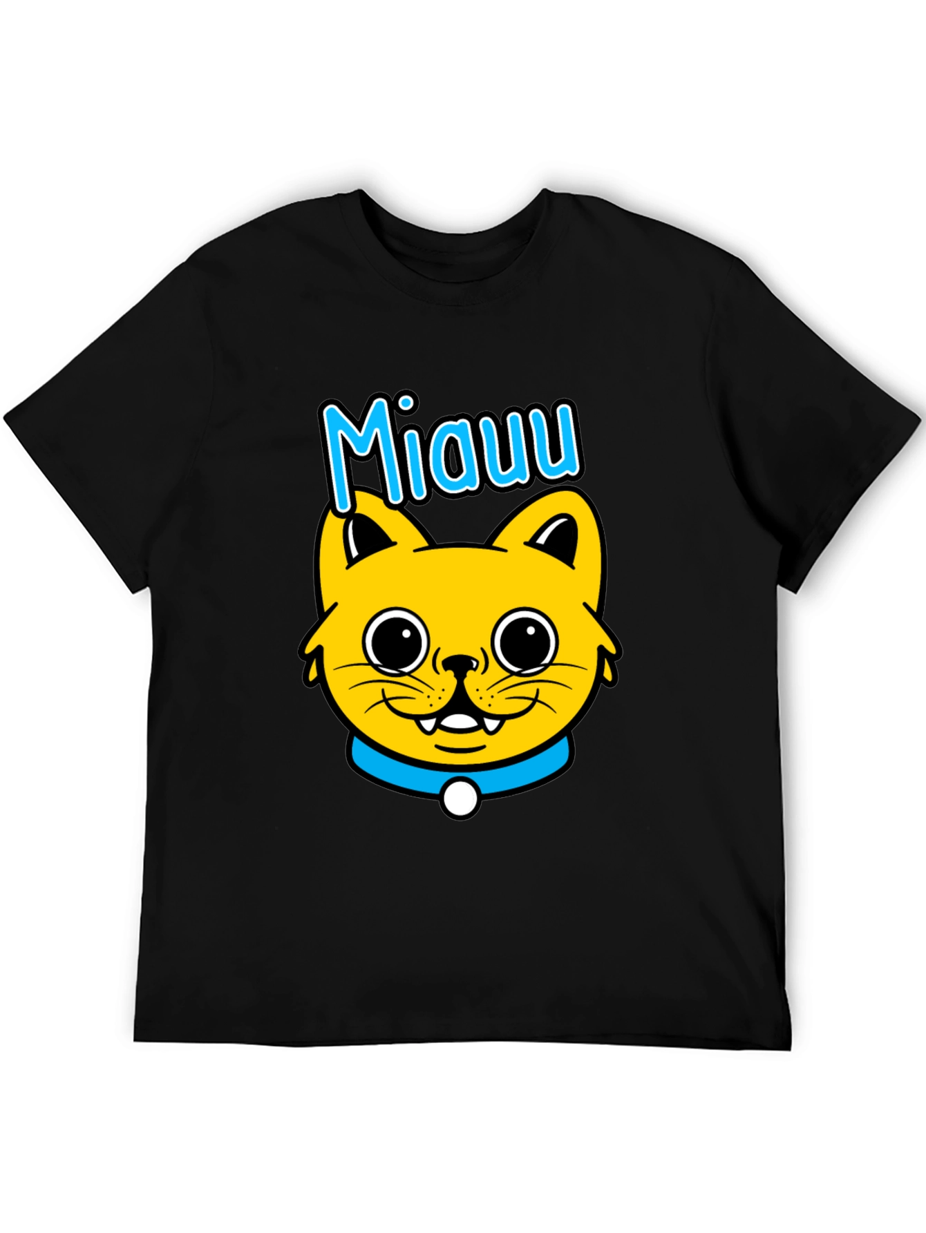 Miauu Cat Graphic Black T-Shirt
