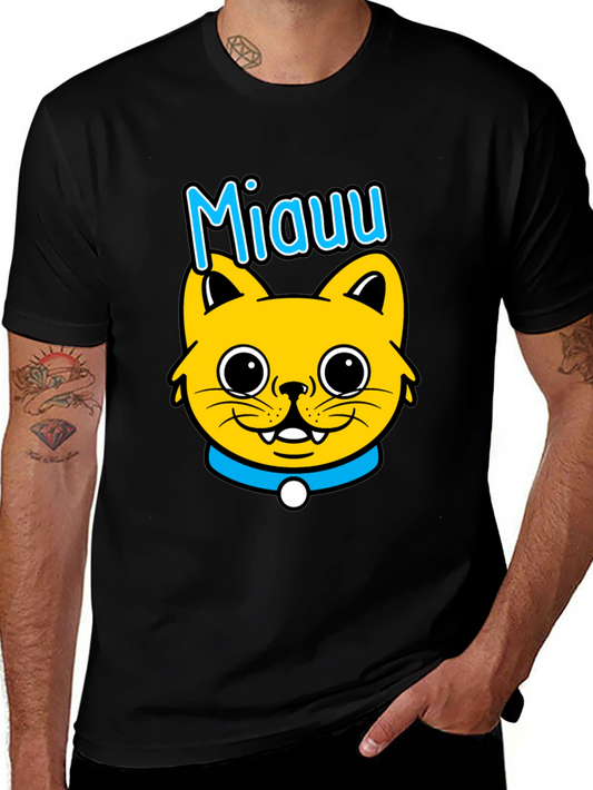 Miauu Cat Graphic Black T-Shirt
