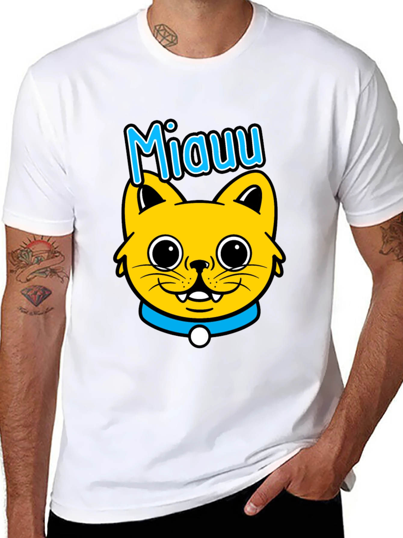 Miauu Cat Graphic Black T-Shirt