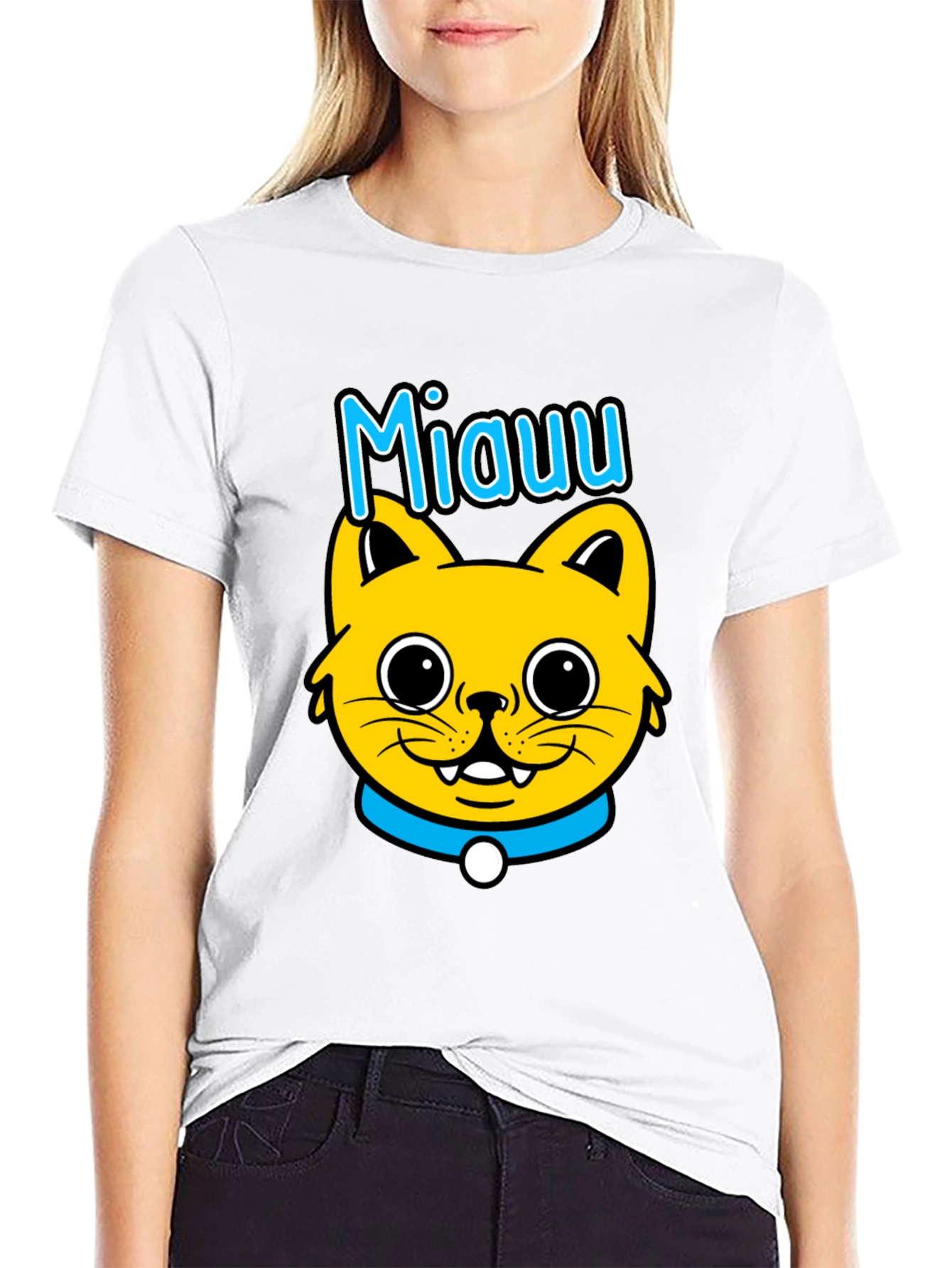 Miauu Cat Graphic Black T-Shirt