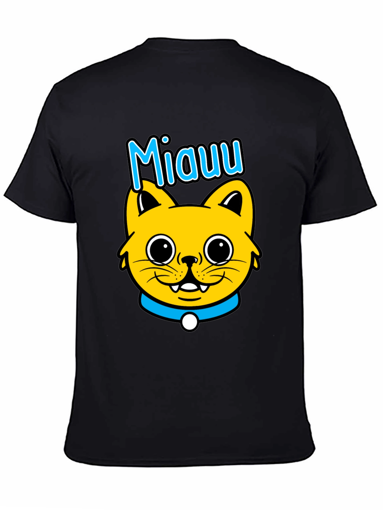Miauu Cat Graphic Black T-Shirt
