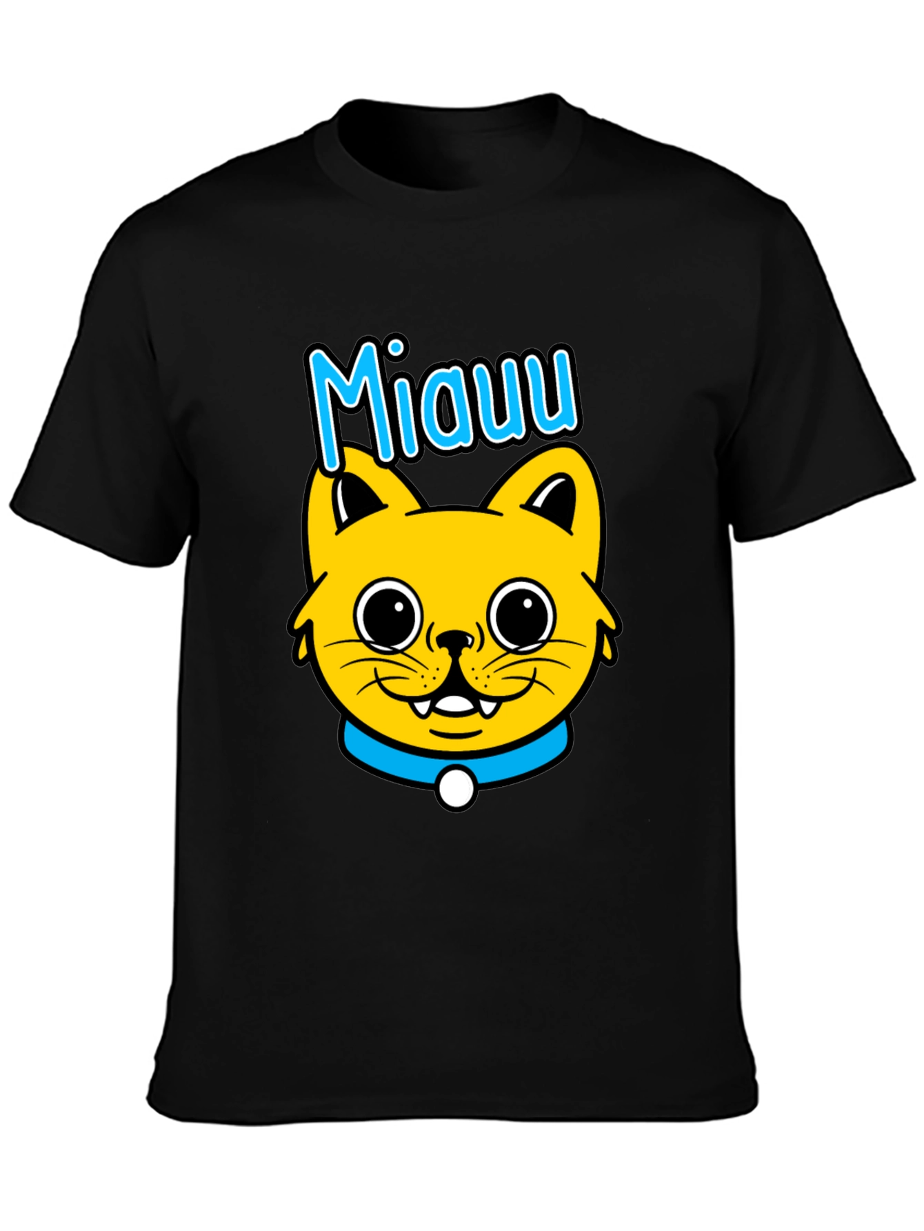 Miauu Cat Graphic Black T-Shirt