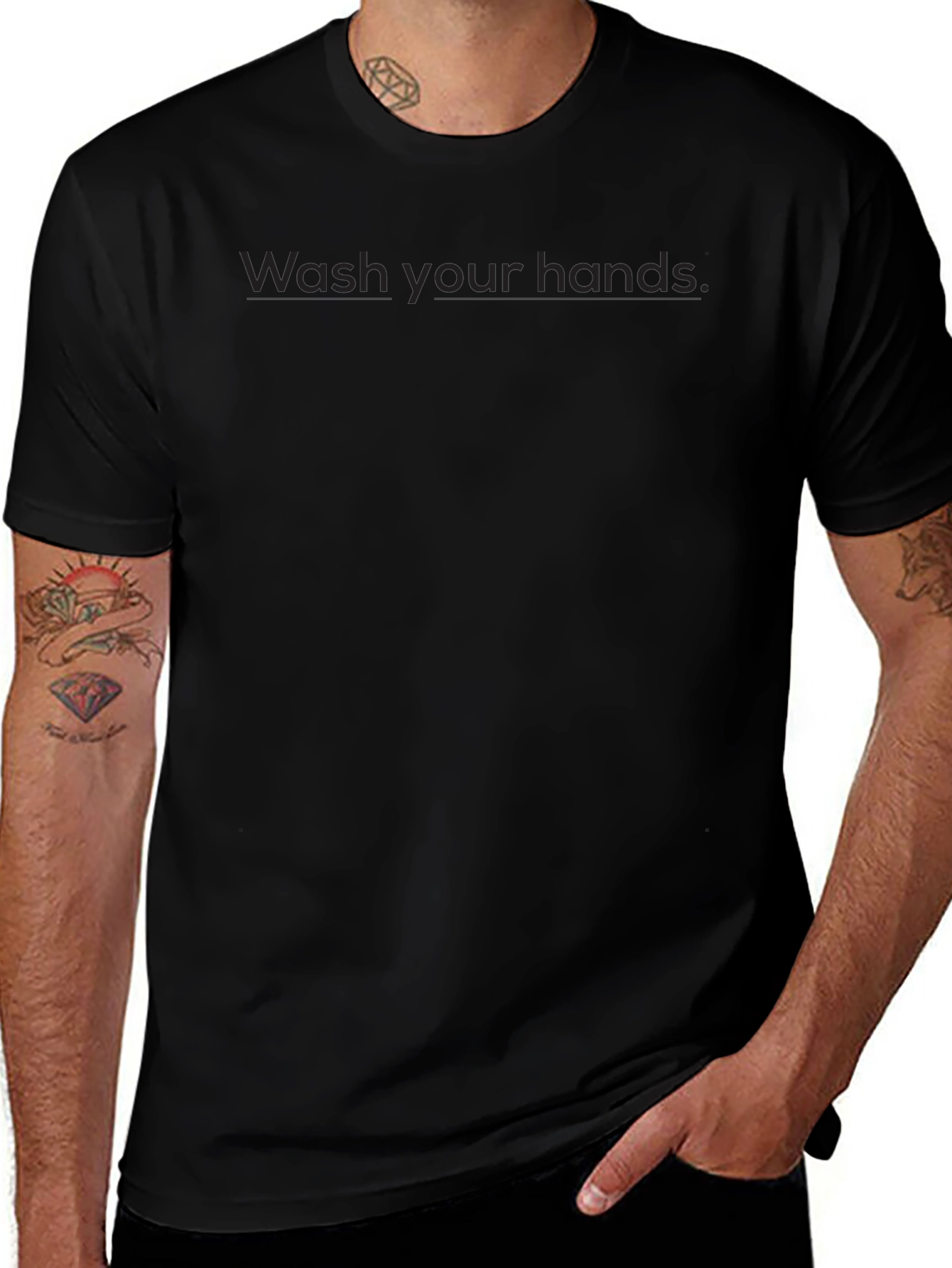 Wash Your Hands Graphic Black Tee Shirt