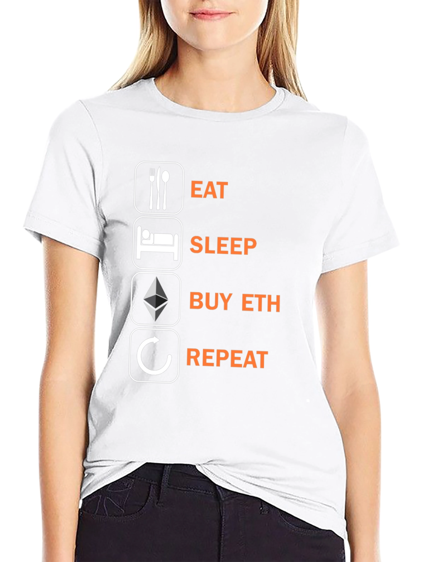 Eat Sleep Buy ETH Repeat Black T-Shirt