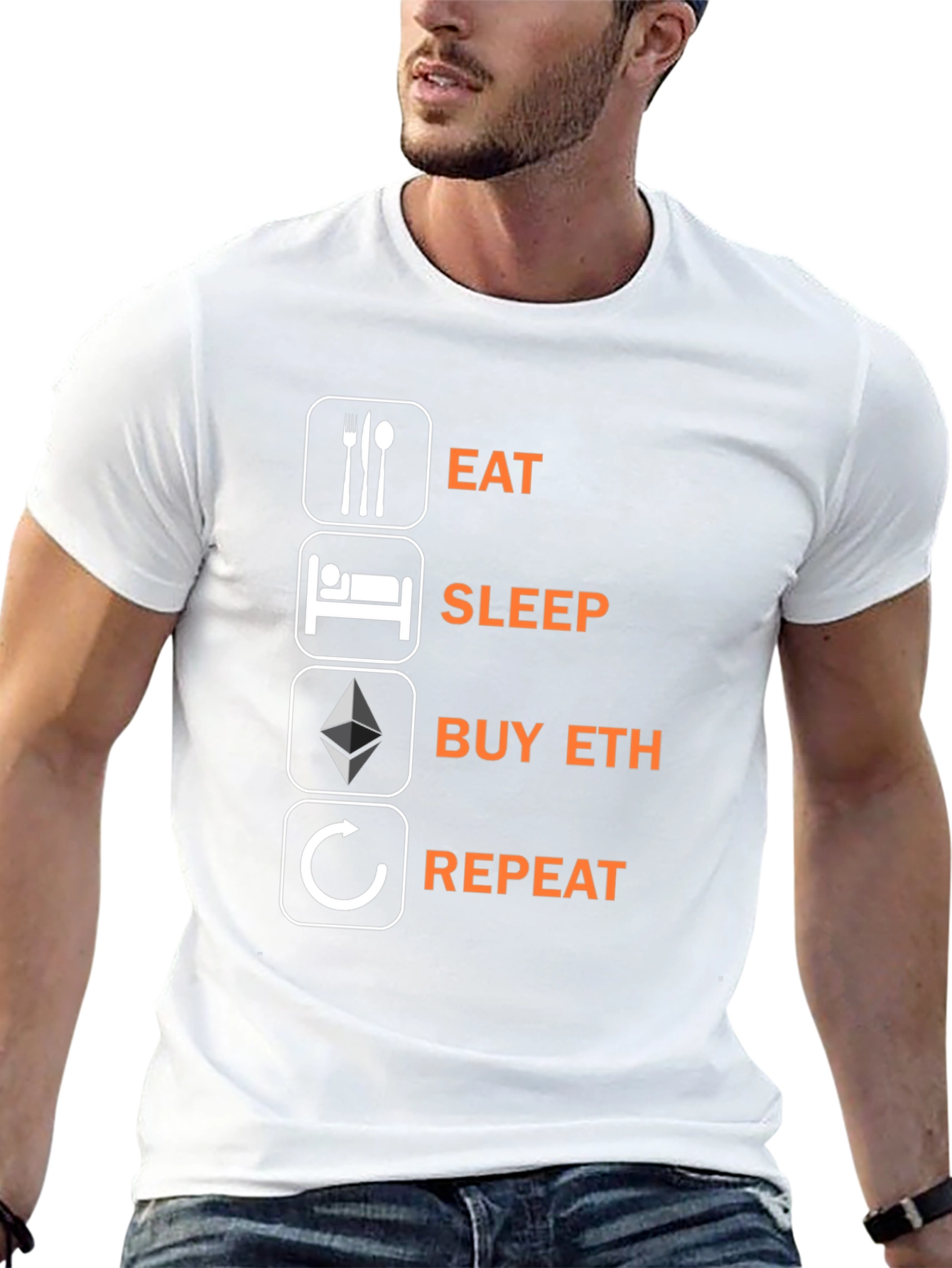 Eat Sleep Buy ETH Repeat Black T-Shirt
