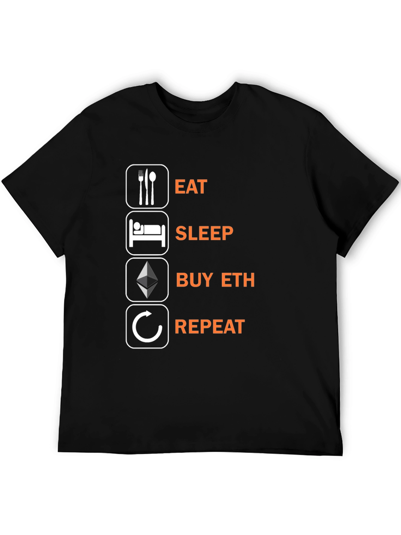 Eat Sleep Buy ETH Repeat Black T-Shirt