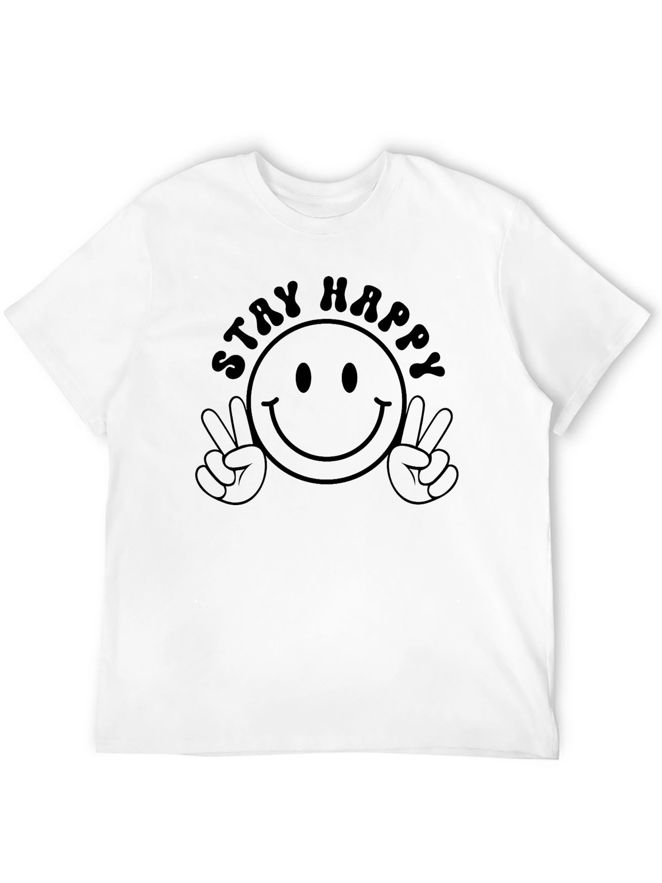 Stay Happy Graphic Tee - Unisex Black T-Shirt