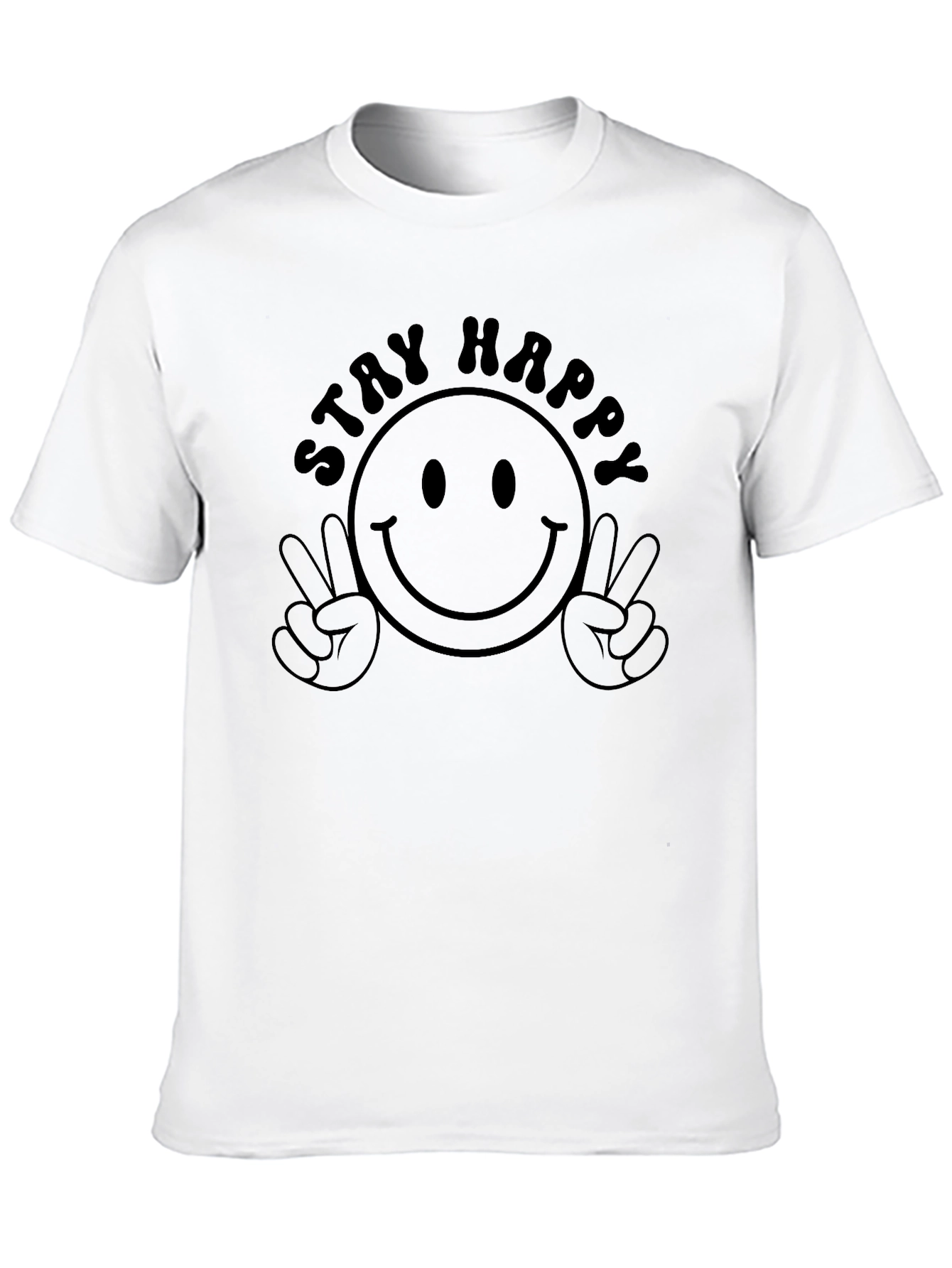 Stay Happy Graphic Tee - Unisex Black T-Shirt