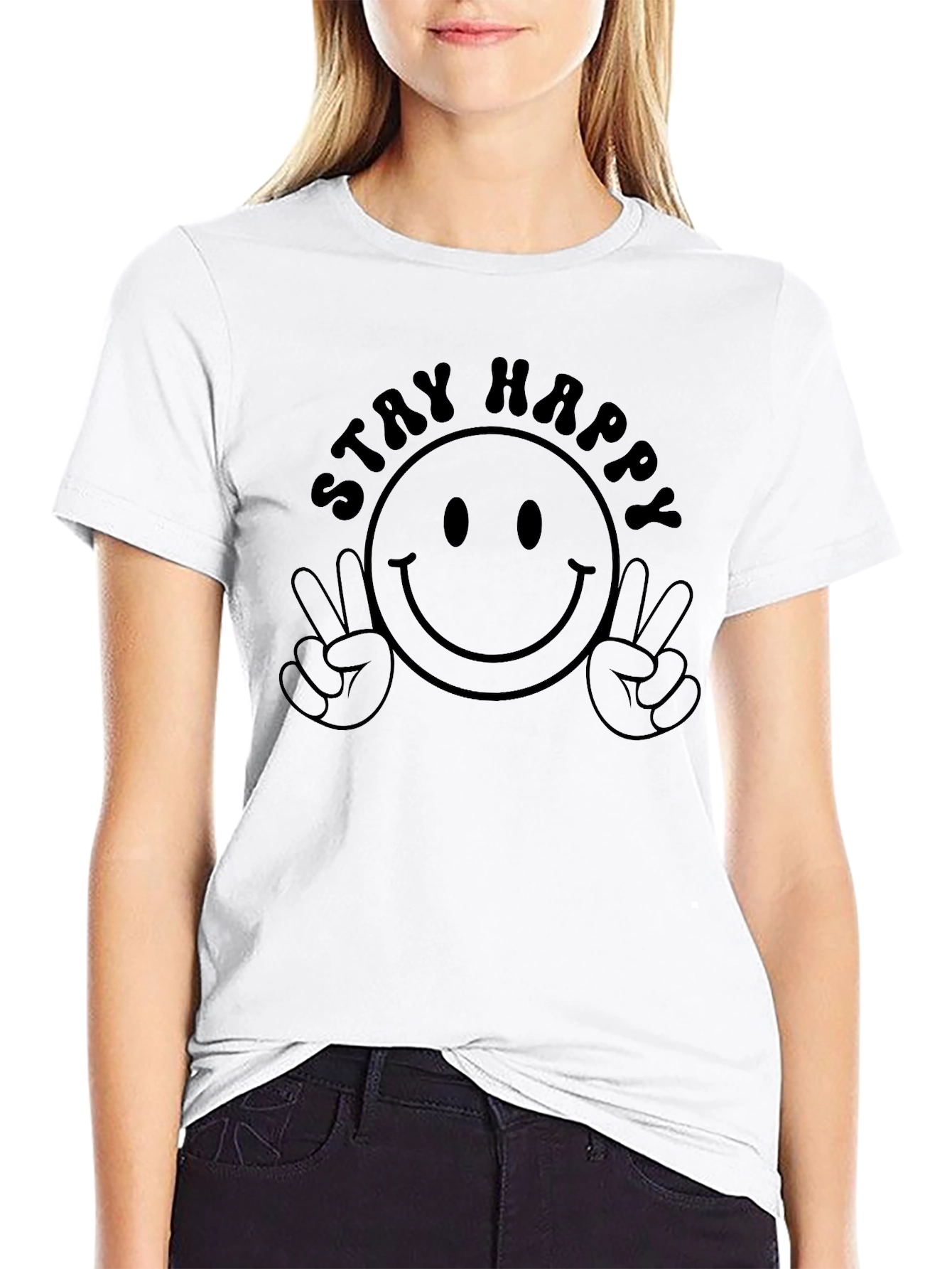Stay Happy Graphic Tee - Unisex Black T-Shirt