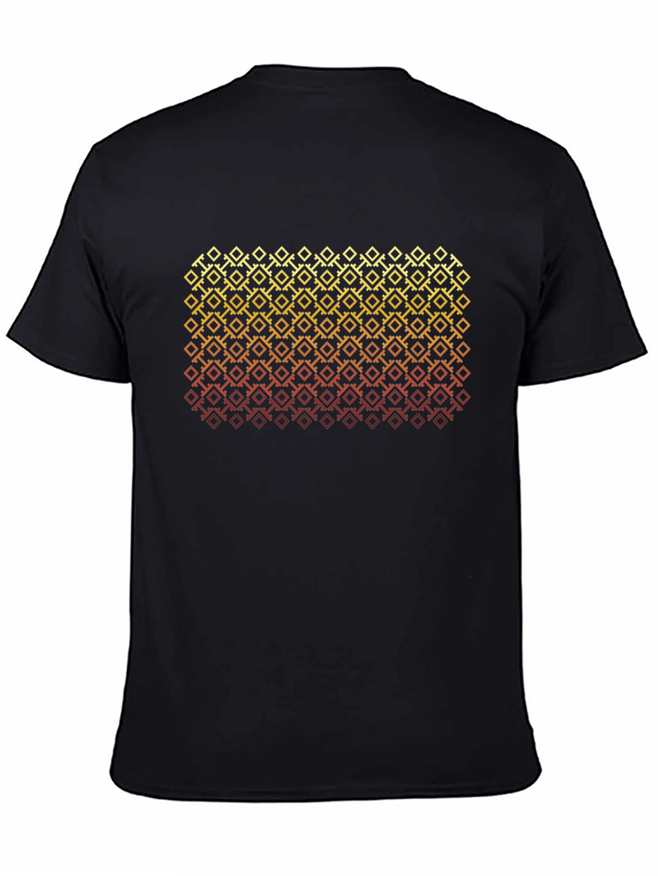 Retro Geometric Patterned Black T-Shirt