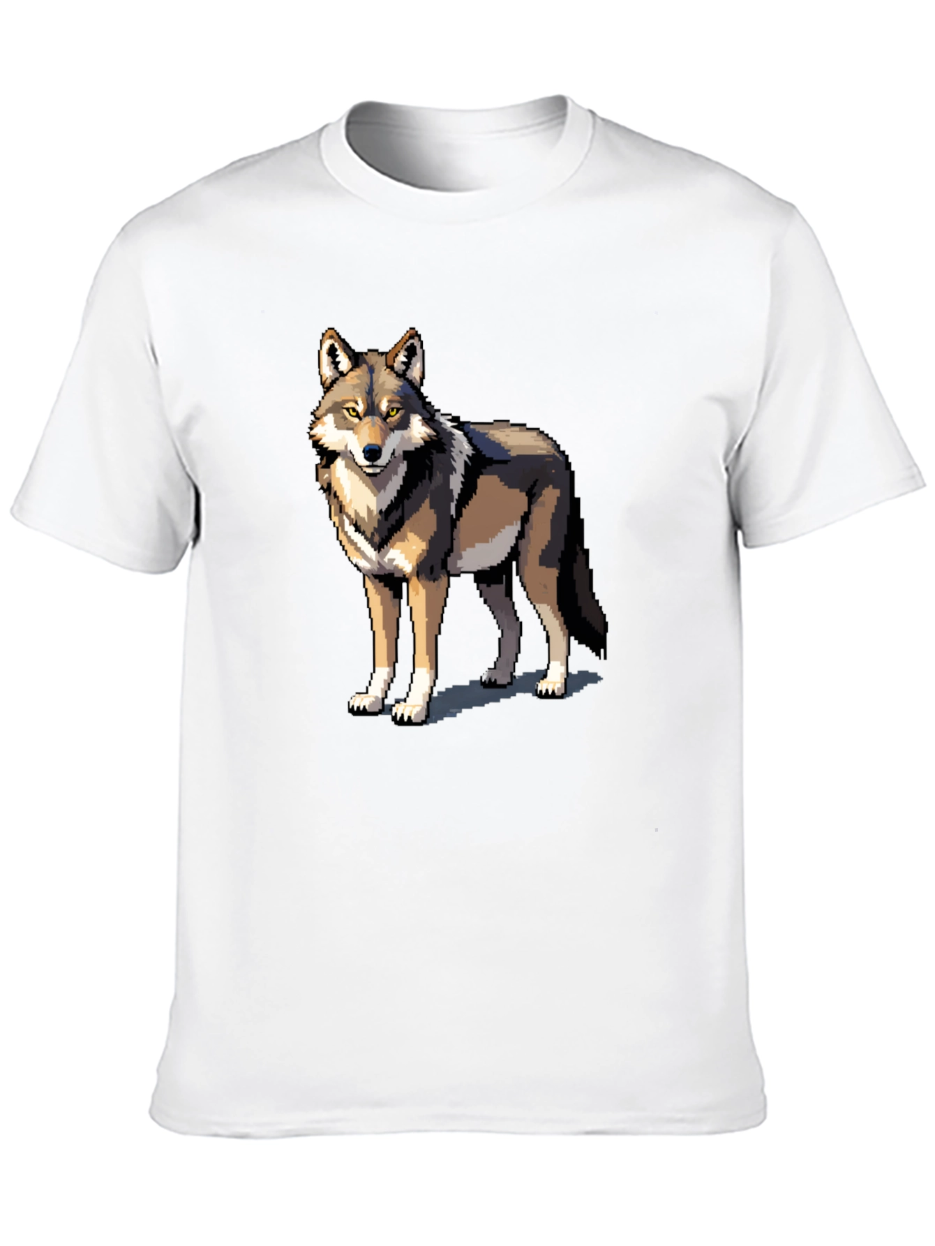 Pixel Wolf Graphic Tee - Black Cotton T-Shirt