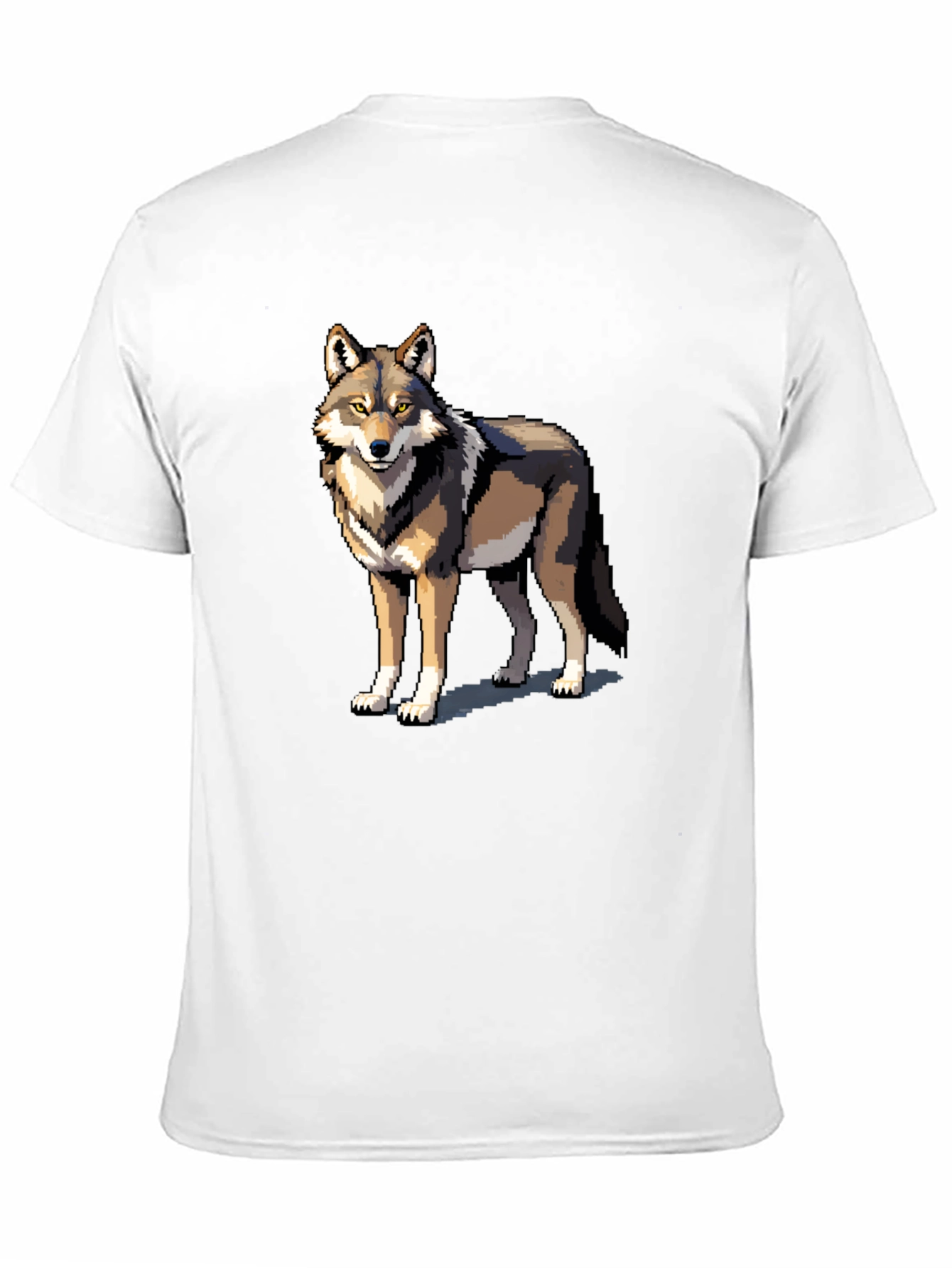 Pixel Wolf Graphic Tee - Black Cotton T-Shirt