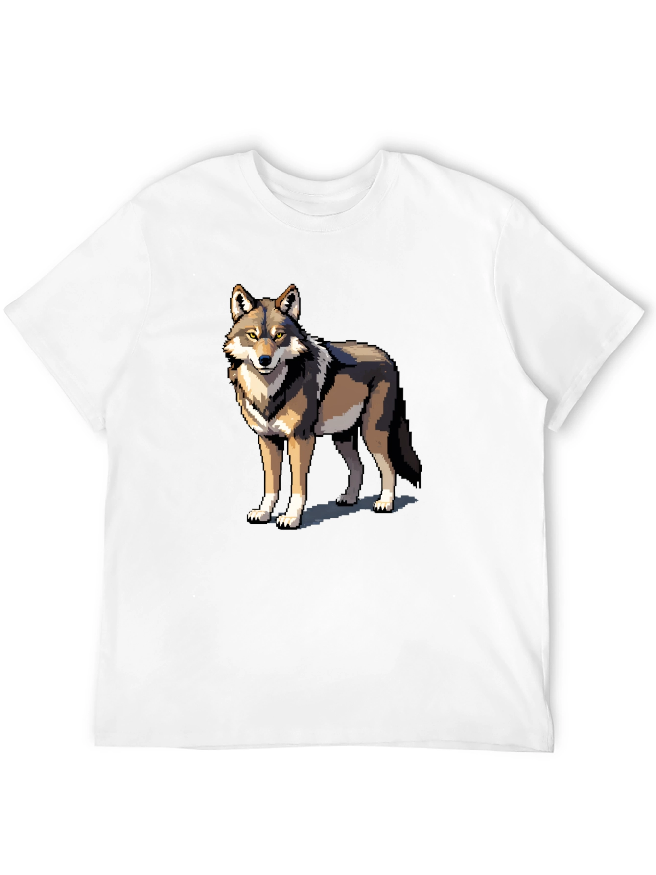 Pixel Wolf Graphic Tee - Black Cotton T-Shirt