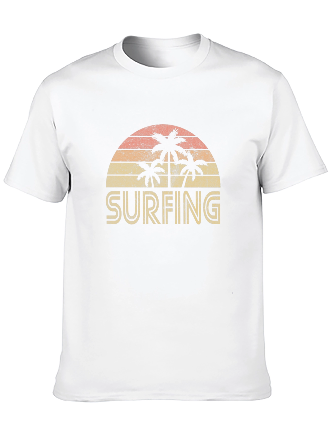 Retro Surfing Palm Tree Graphic T-Shirt