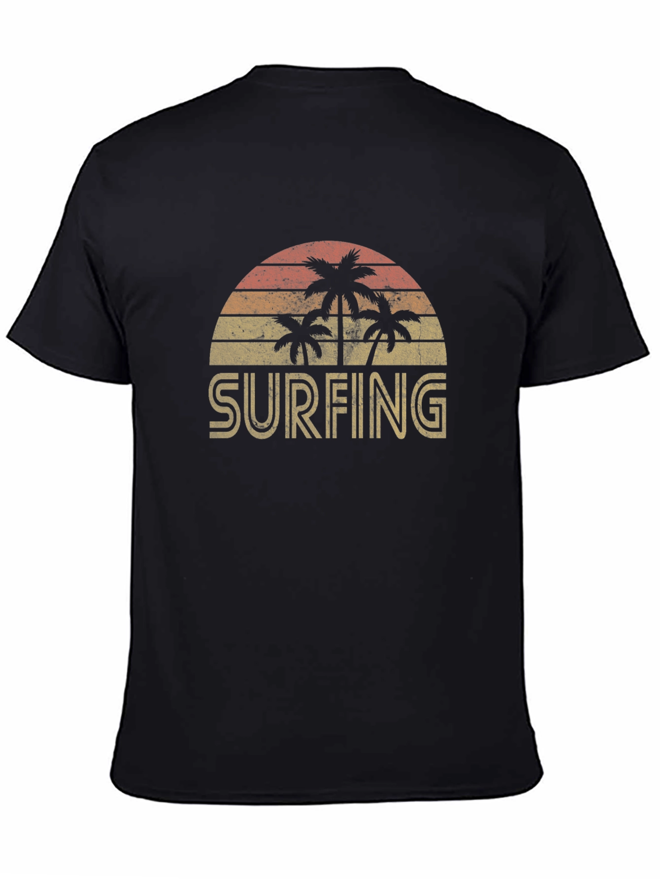 Retro Surfing Palm Tree Graphic T-Shirt