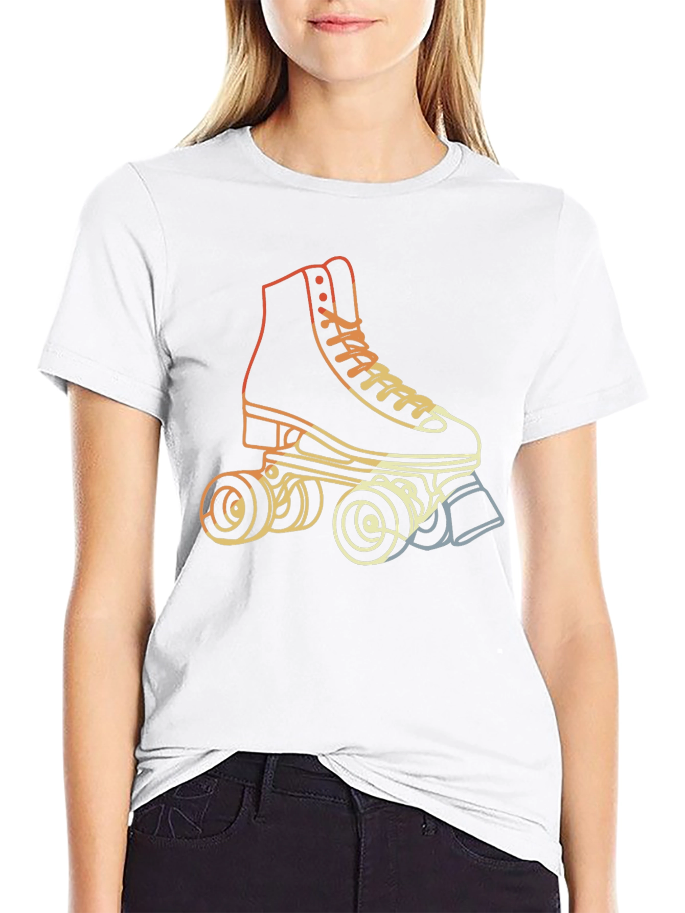 Retro Roller Skate Graphic Tee - Black