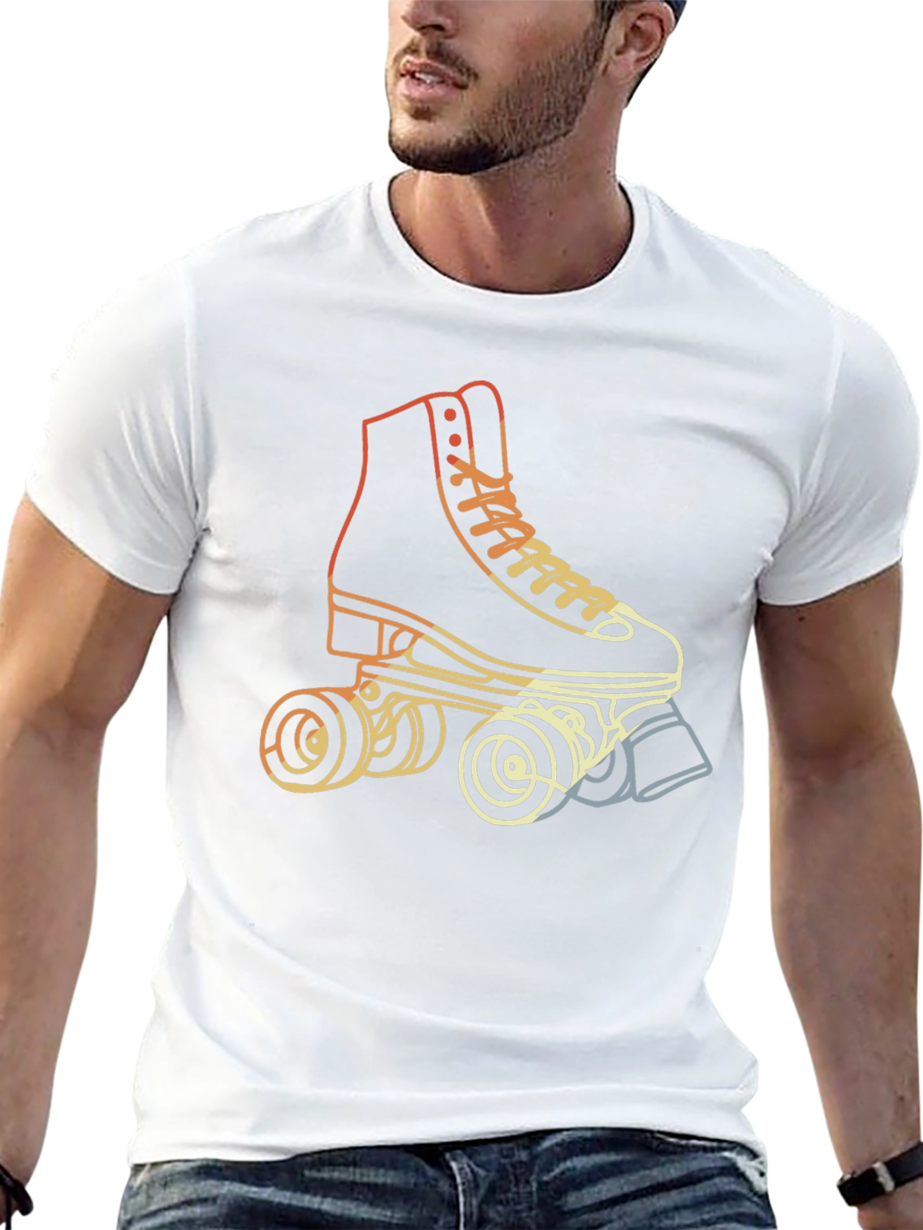 Retro Roller Skate Graphic Tee - Black