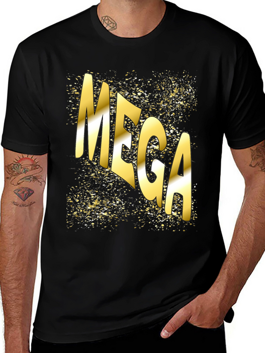 Mega Gold Print Black T-Shirt