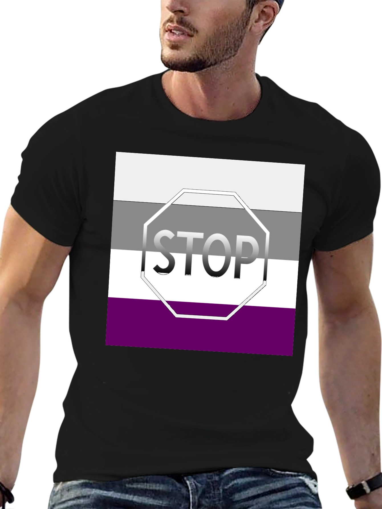 Asexual Pride Stop Sign Graphic T-Shirt