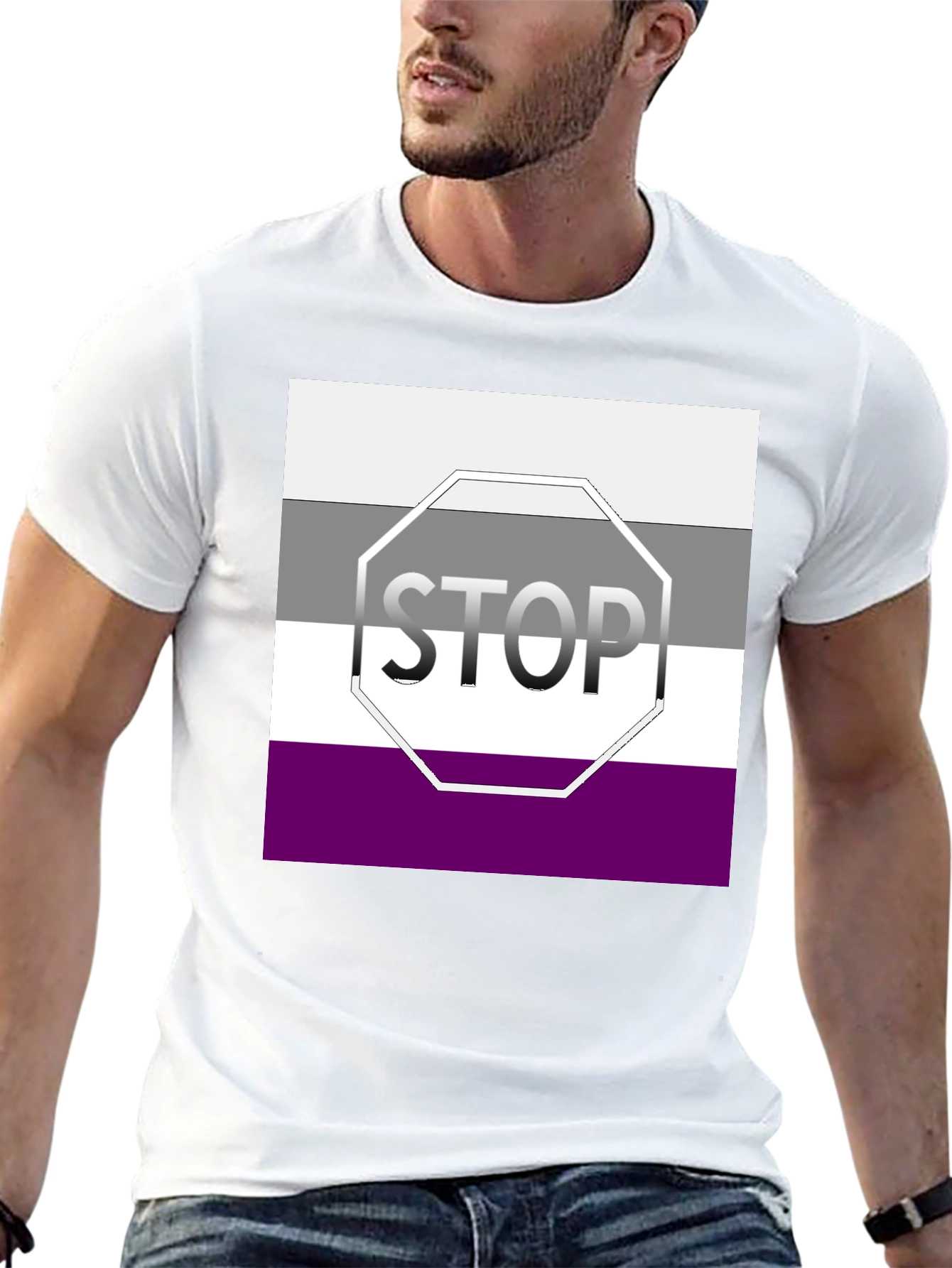 Asexual Pride Stop Sign Graphic T-Shirt