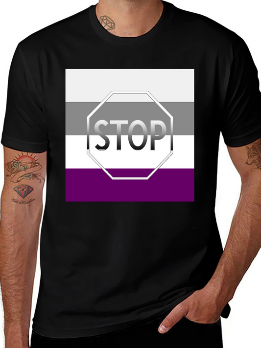 Asexual Pride Stop Sign Graphic T-Shirt