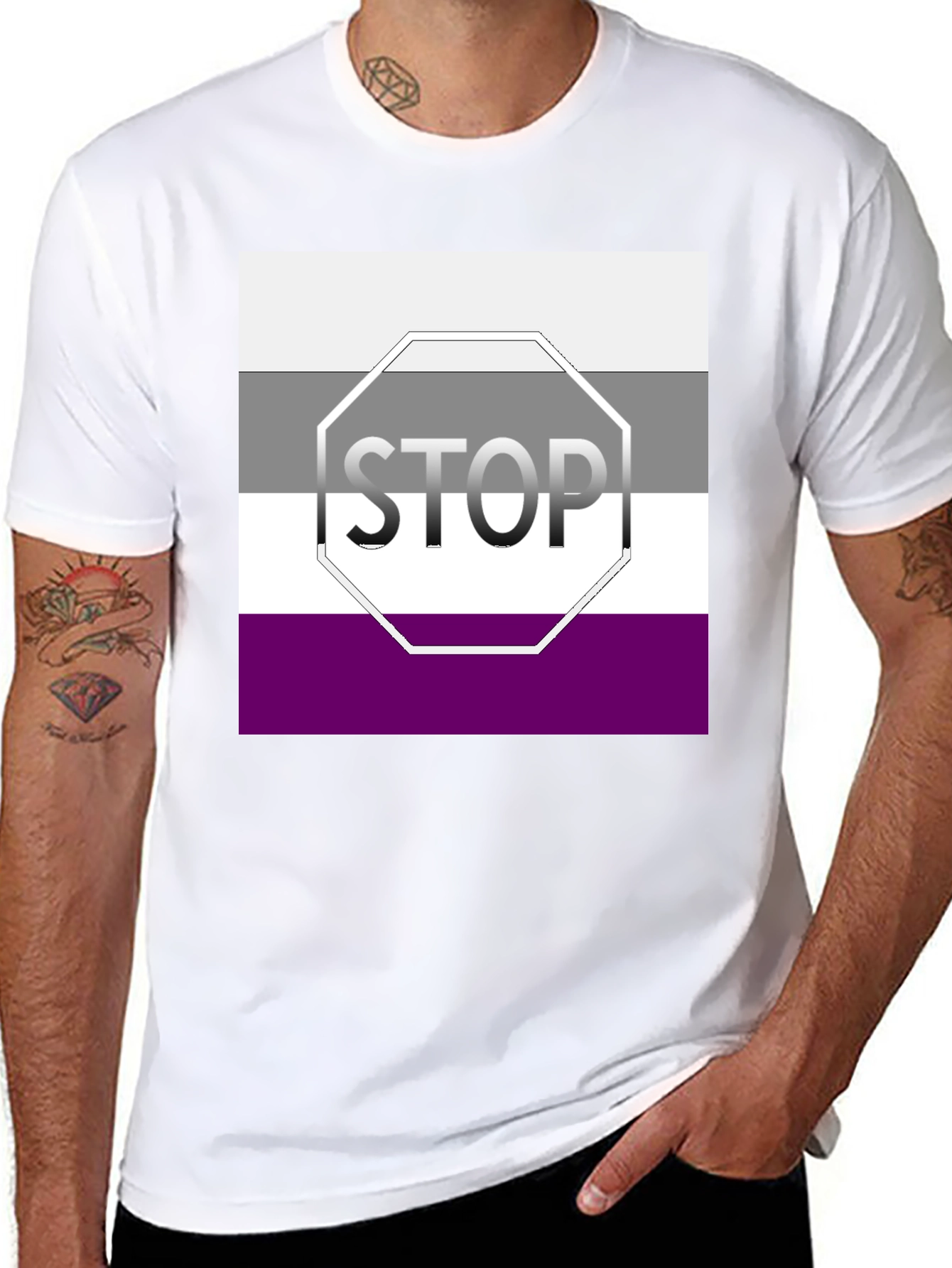 Asexual Pride Stop Sign Graphic T-Shirt
