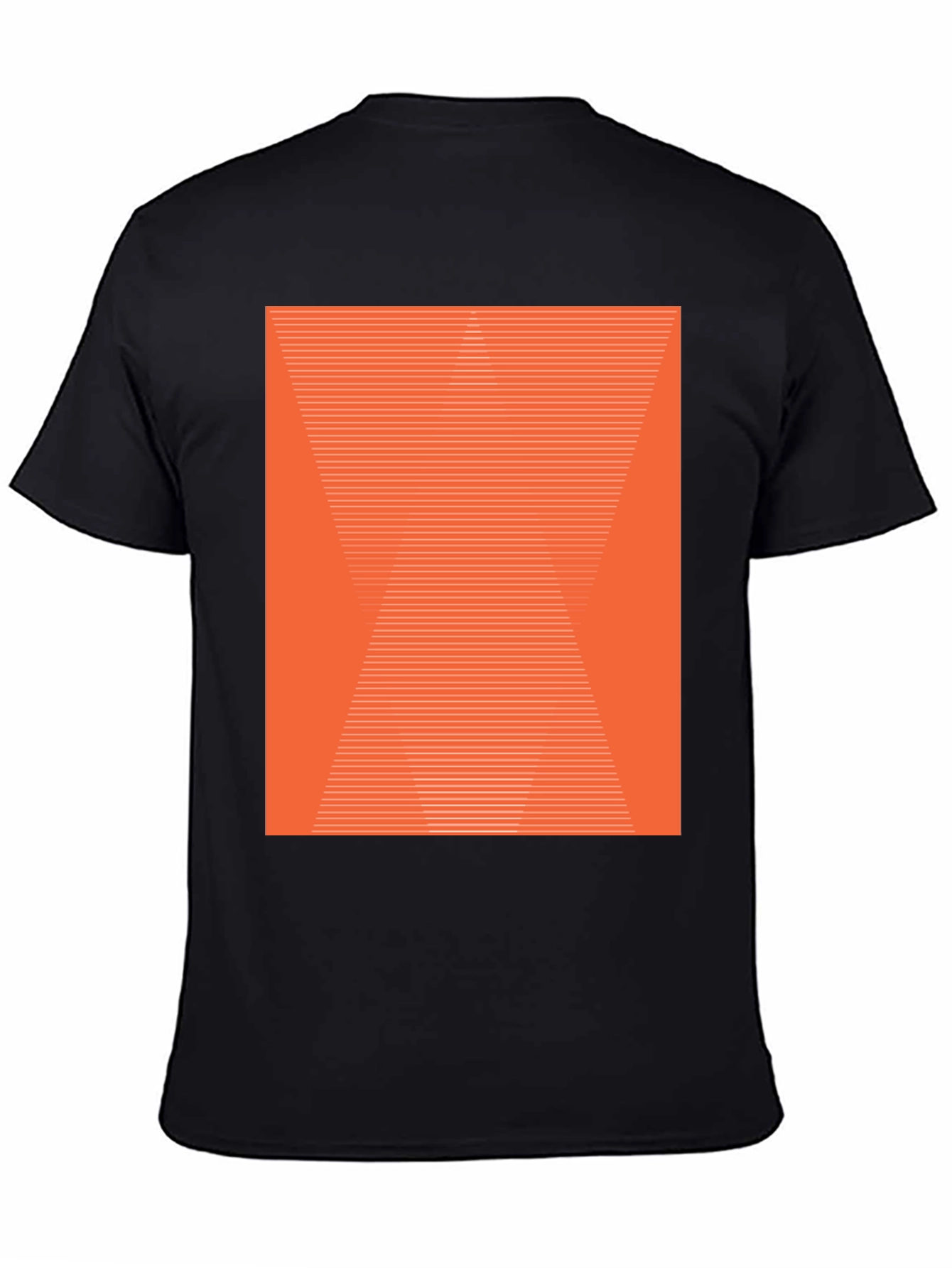 Abstract Geometric Orange Pattern Black T-Shirt