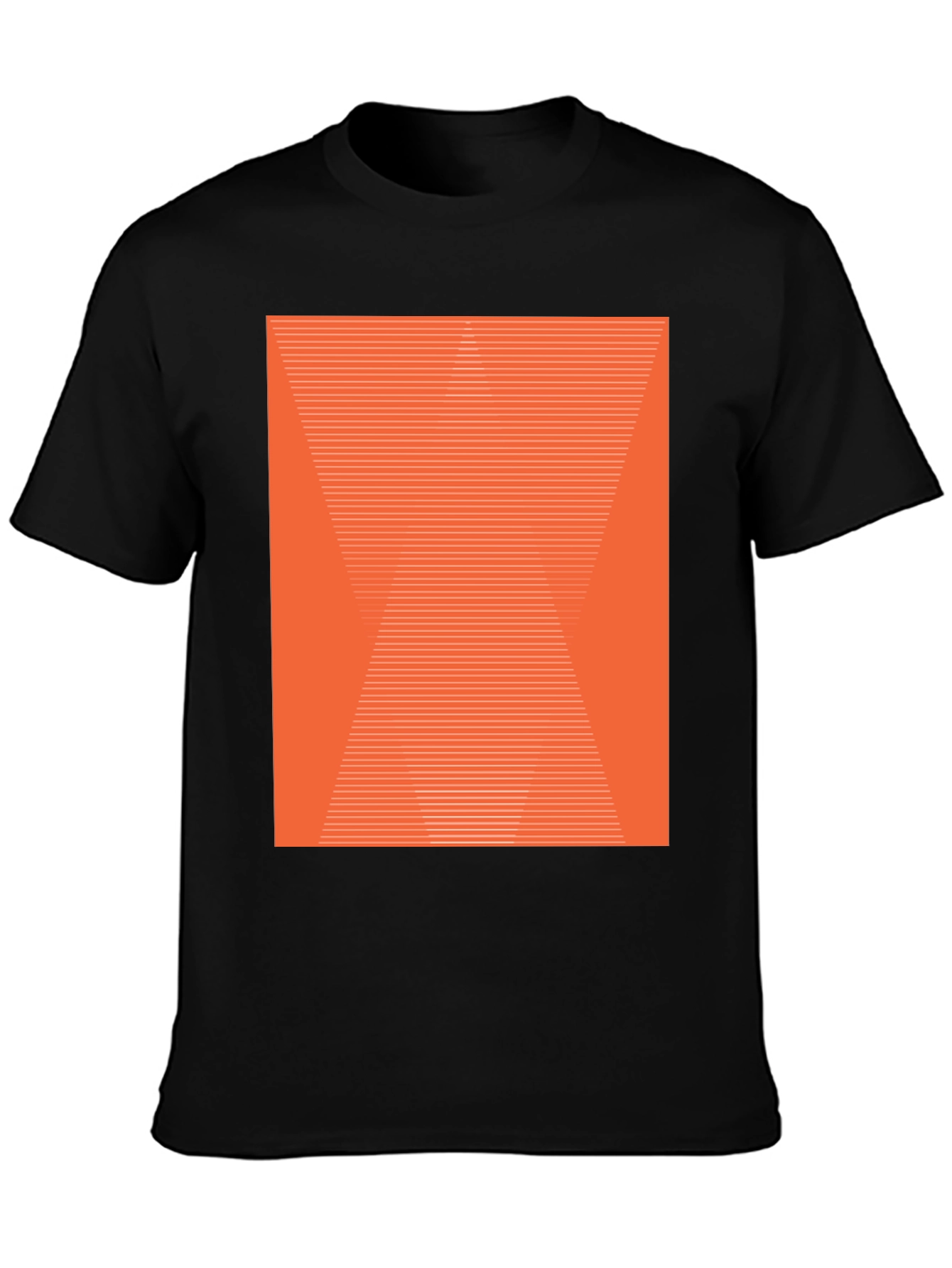 Abstract Geometric Orange Pattern Black T-Shirt