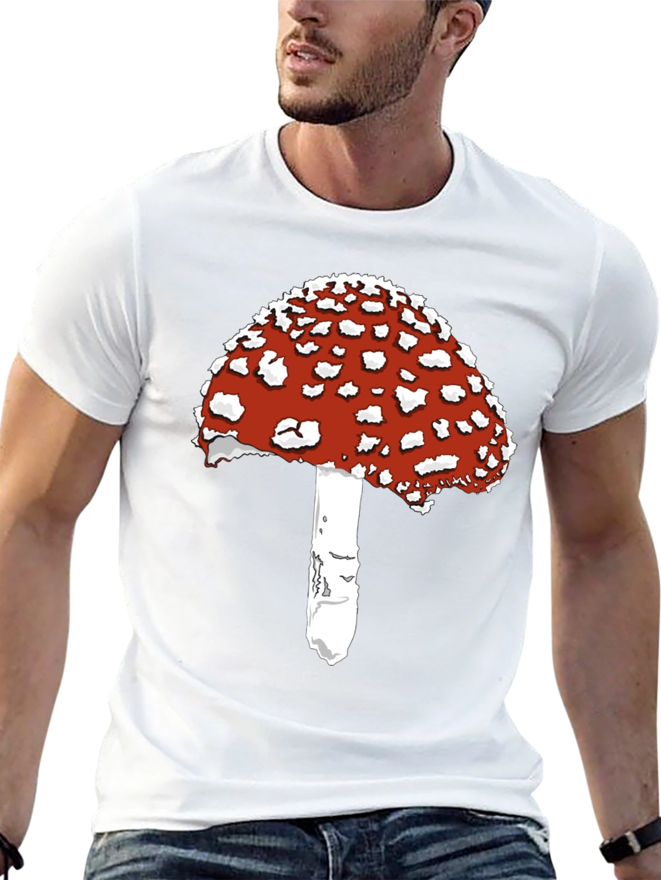 Amanita Mushroom Graphic Tee - Black Cotton T-Shirt