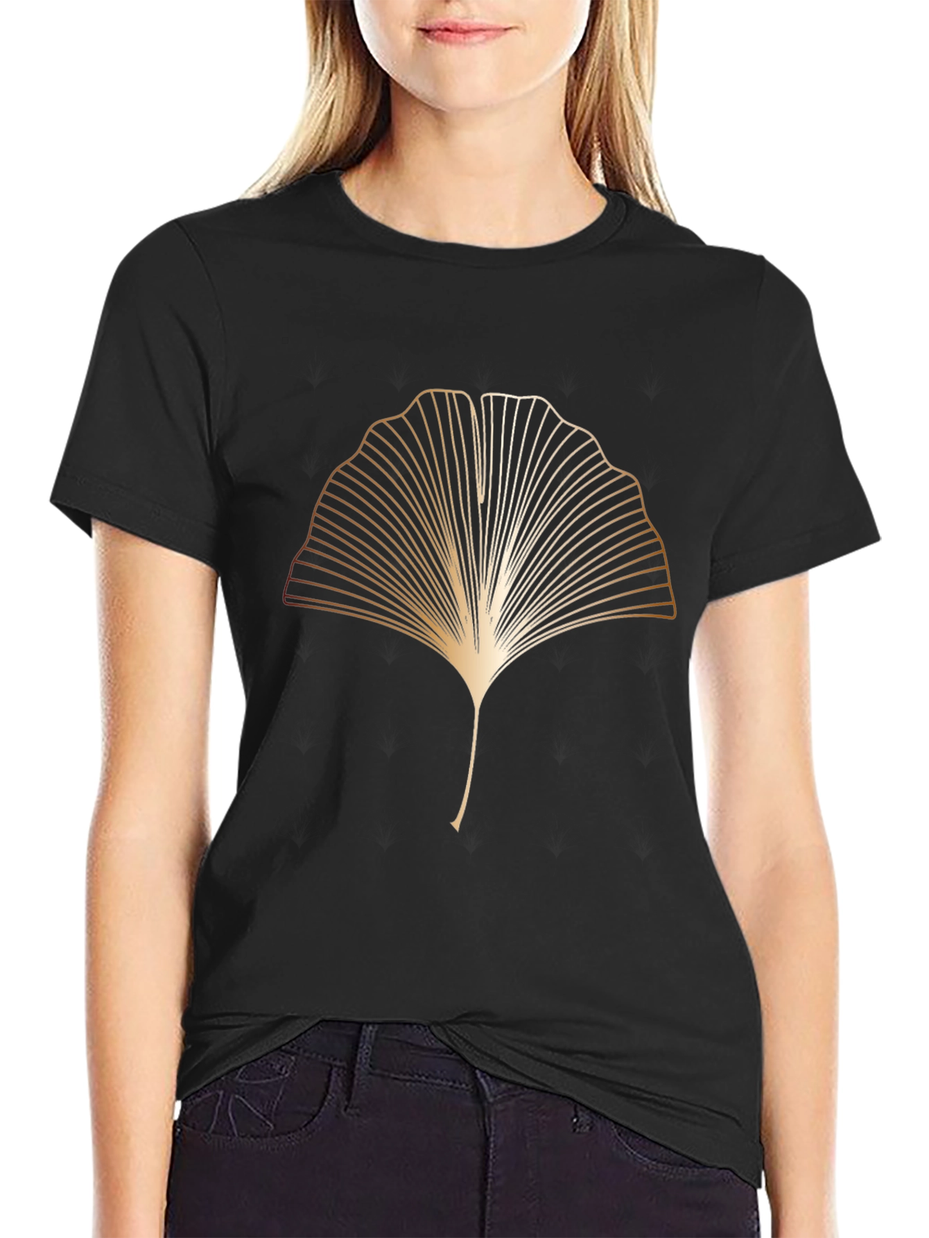 Elegant Ginkgo Leaf Graphic Tee - Modern Style