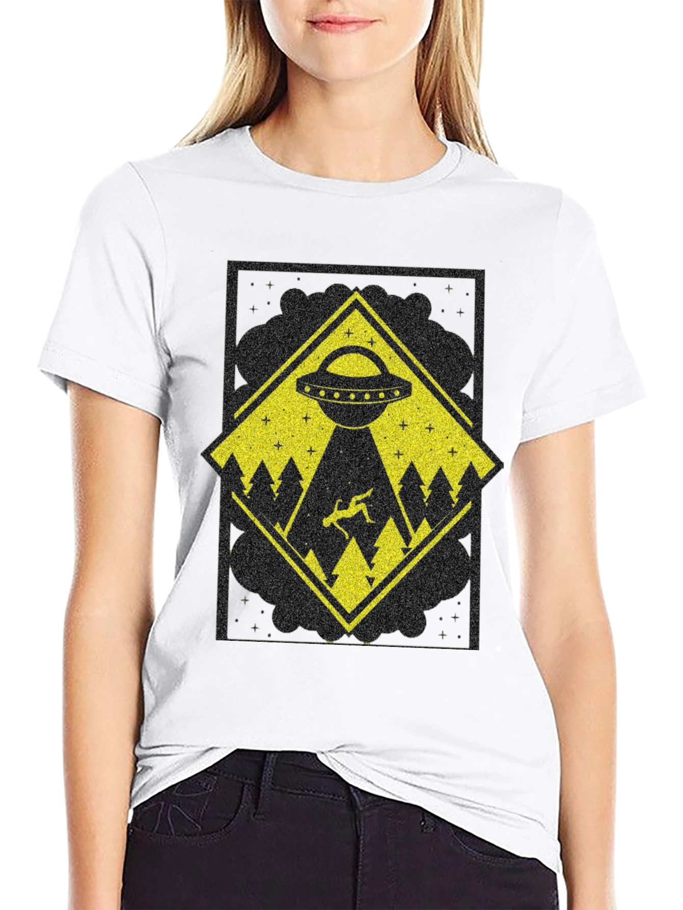 UFO Abduction Graphic Tee - Mens Black T-Shirt