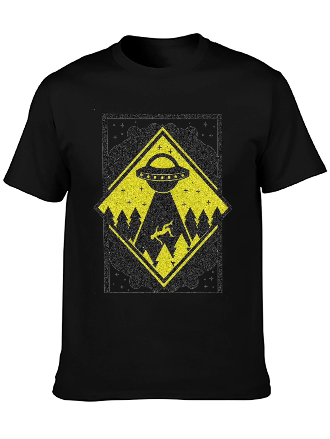 UFO Abduction Graphic Tee - Mens Black T-Shirt