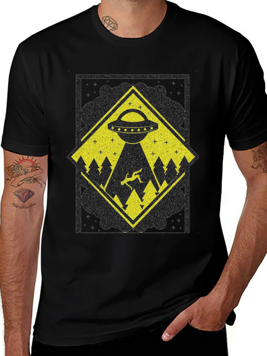 UFO Abduction Graphic Tee - Mens Black T-Shirt