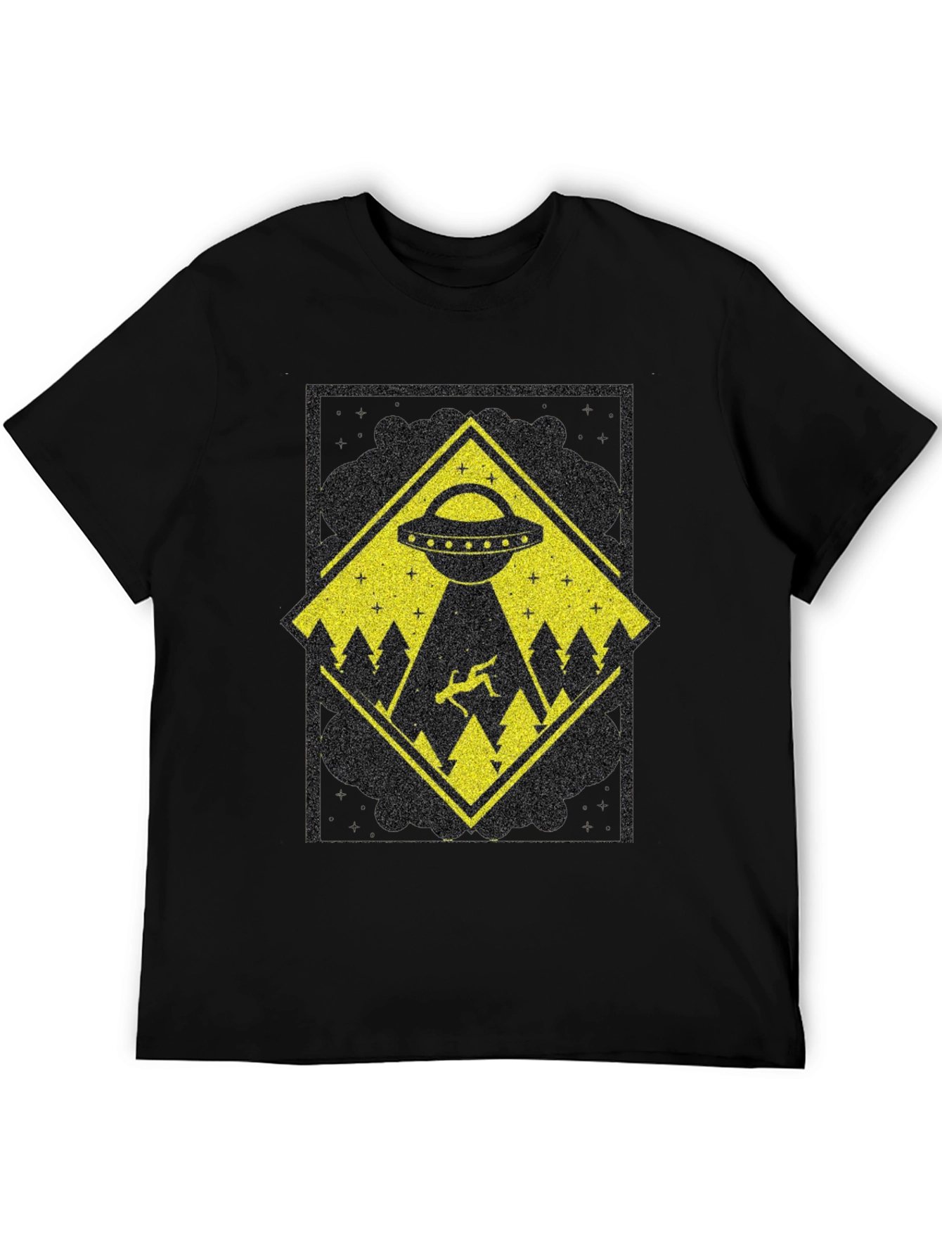 UFO Abduction Graphic Tee - Mens Black T-Shirt