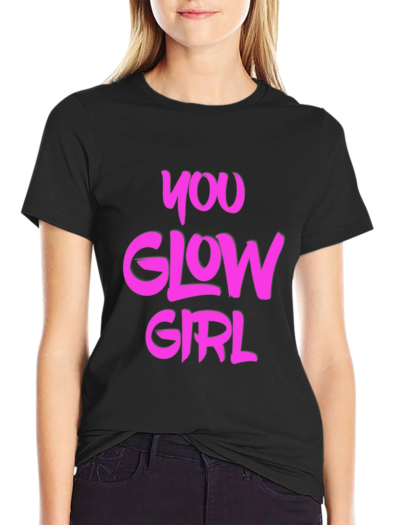 You Glow Girl Black Graphic Tee