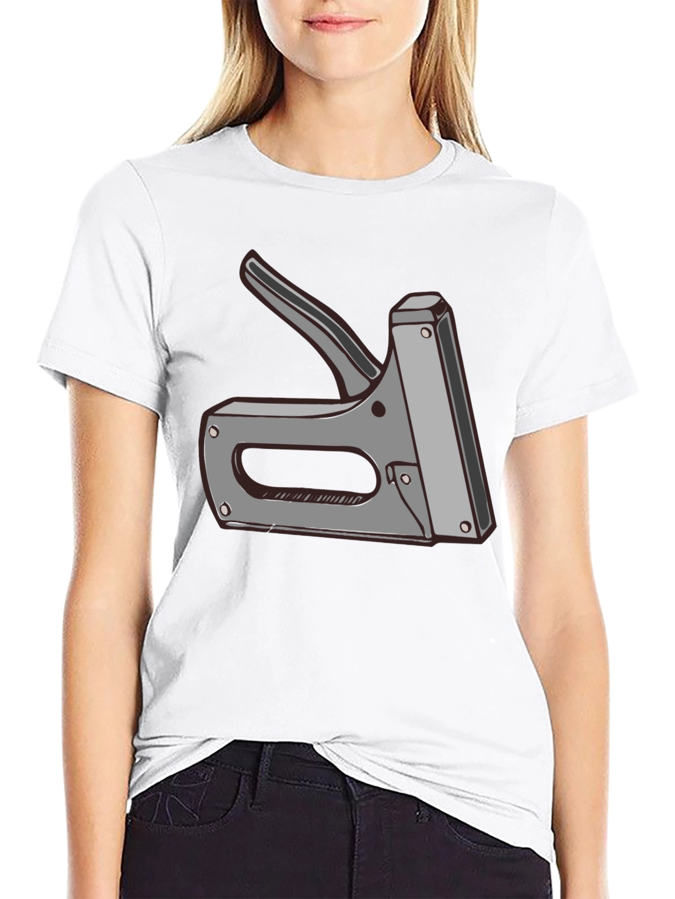 Staple Gun Graphic Tee - Black Cotton T-Shirt