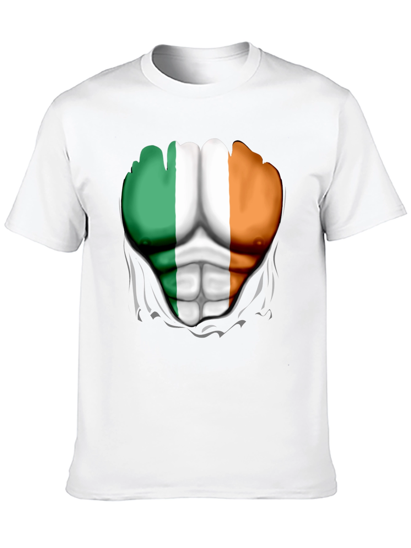 Ireland Flag Ripped Abs Mens T-Shirt