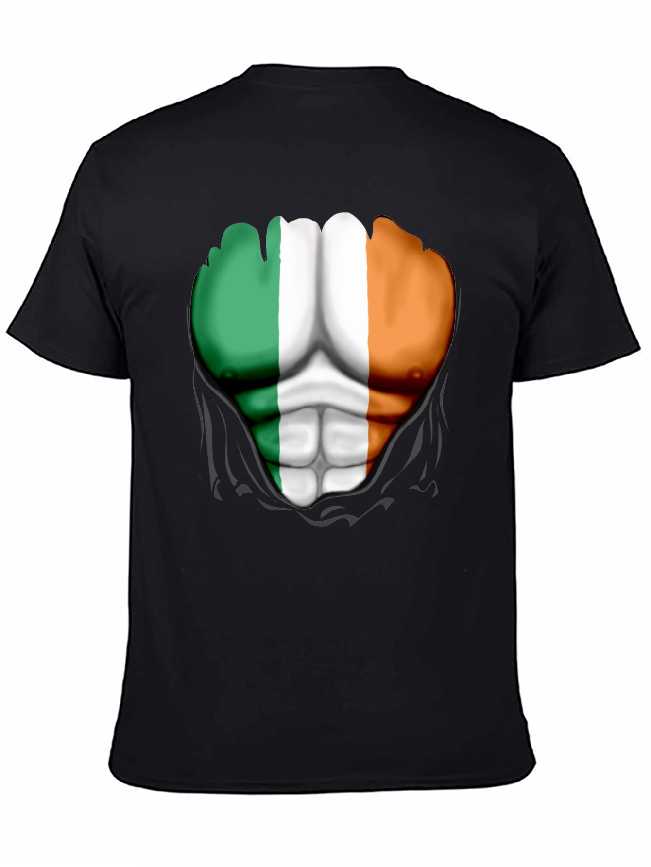 Ireland Flag Ripped Abs Mens T-Shirt