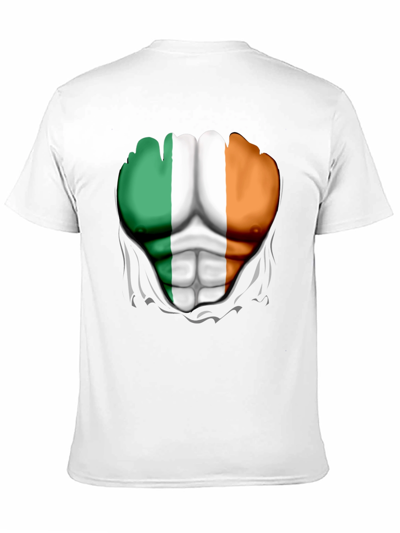 Ireland Flag Ripped Abs Mens T-Shirt