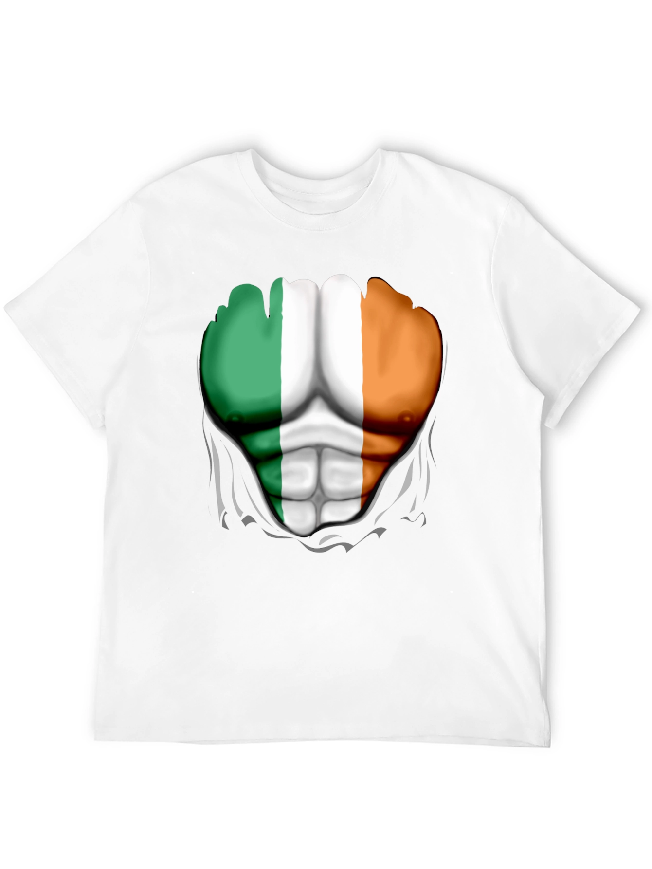 Ireland Flag Ripped Abs Mens T-Shirt