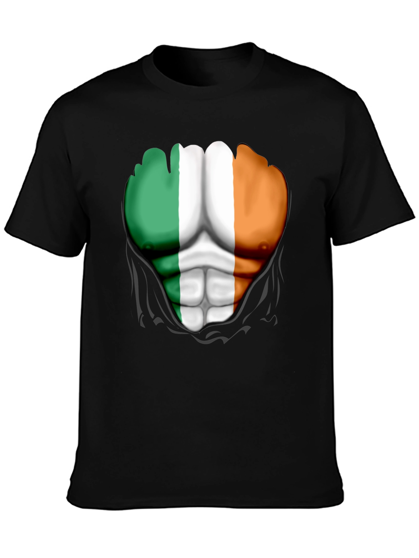 Ireland Flag Ripped Abs Mens T-Shirt