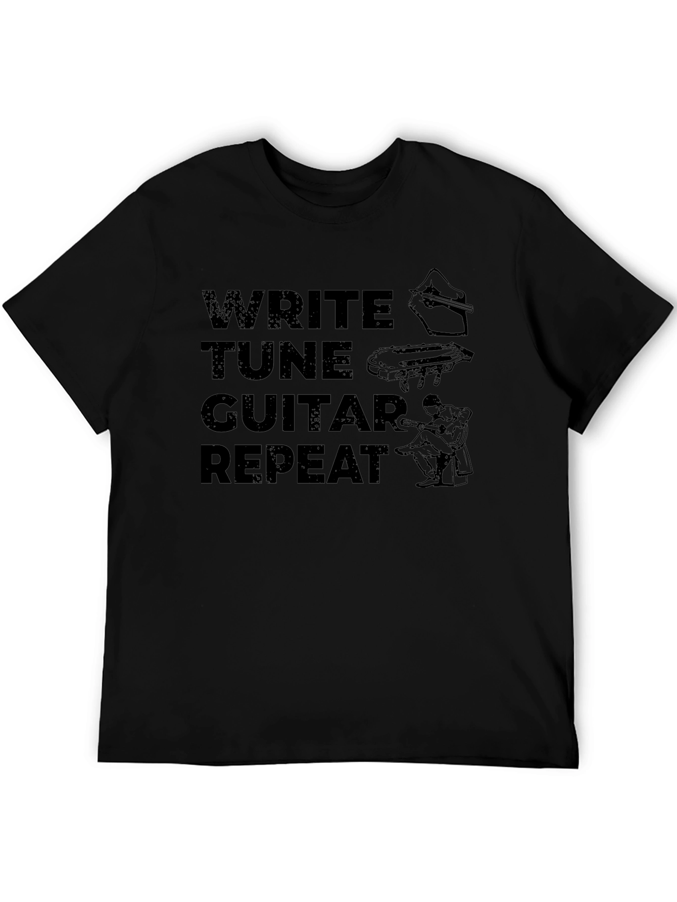 Write Tune Guitar Repeat - Musicians Black T-Shirt