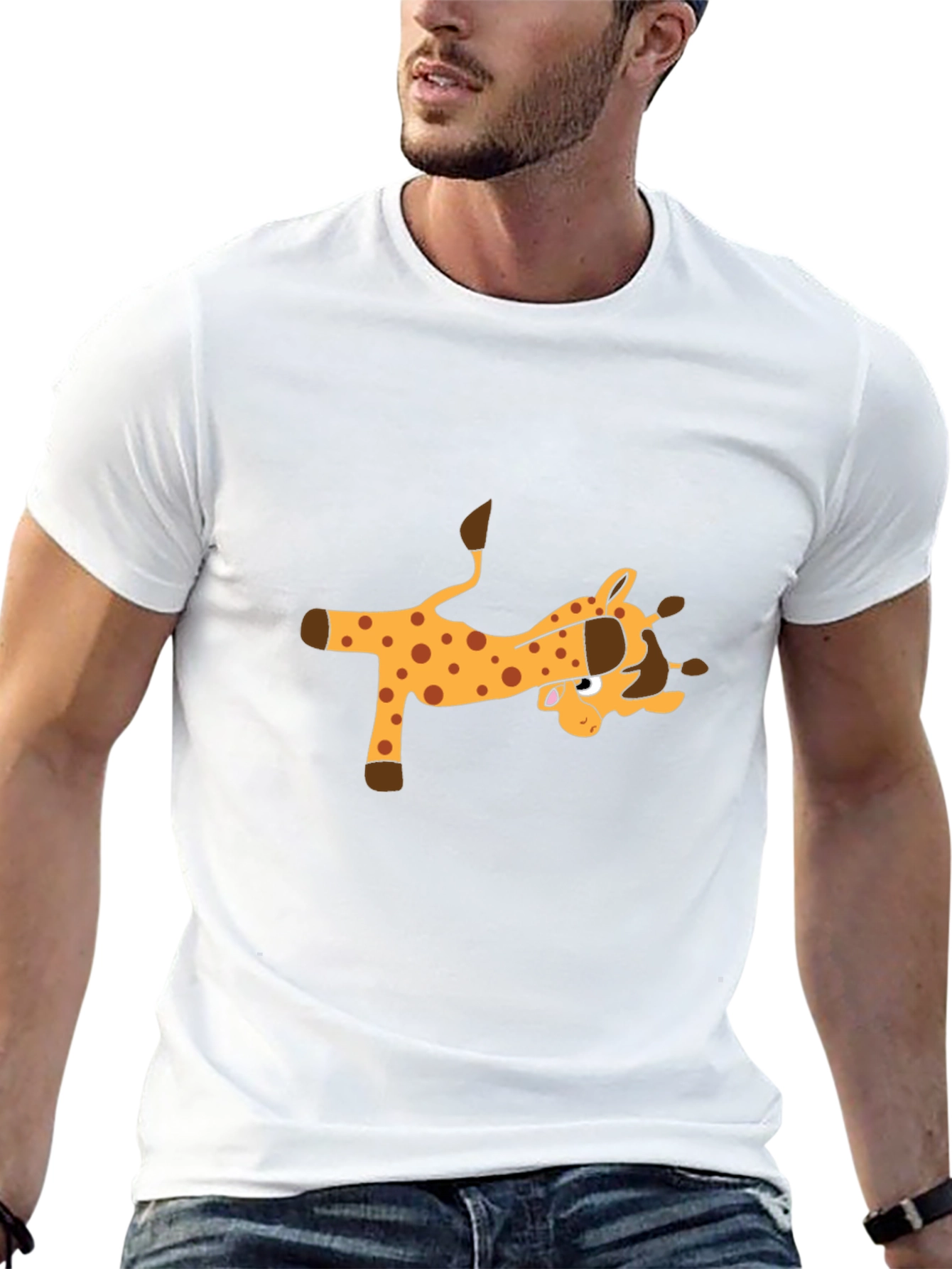 Cartoon Giraffe Black T-Shirt