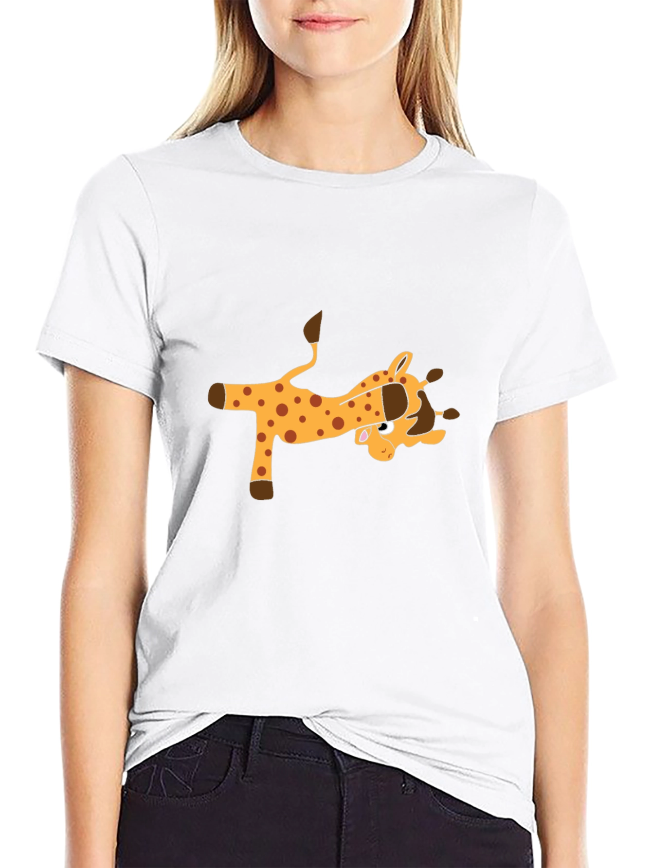 Cartoon Giraffe Black T-Shirt